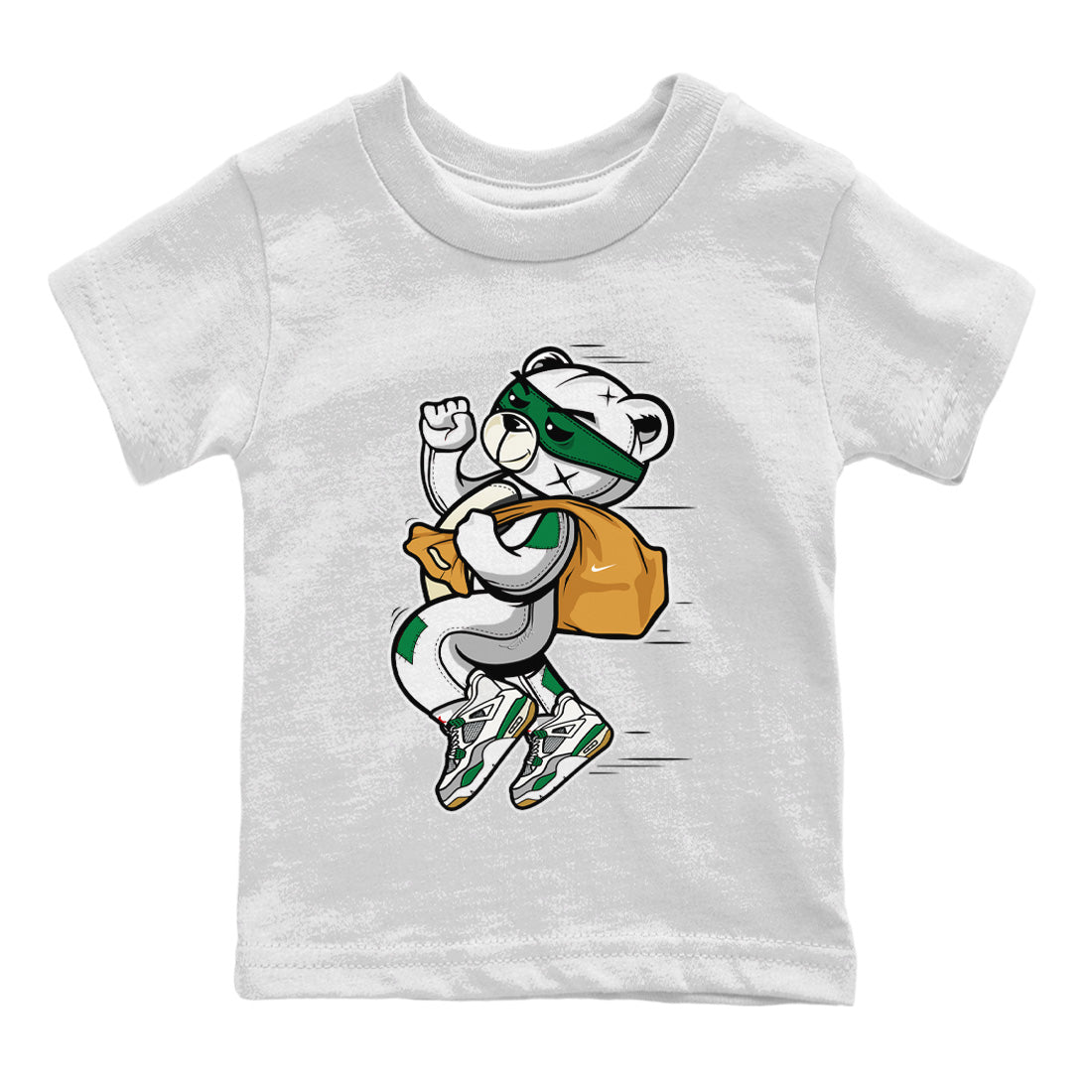 Air Jordan 4 Pine Green Sneaker Match Tees Thief Bear Streetwear Sneaker Shirt Nike SB Air Jordan 4 Pine Green Sneaker Release Tees Kids Shirts White 2