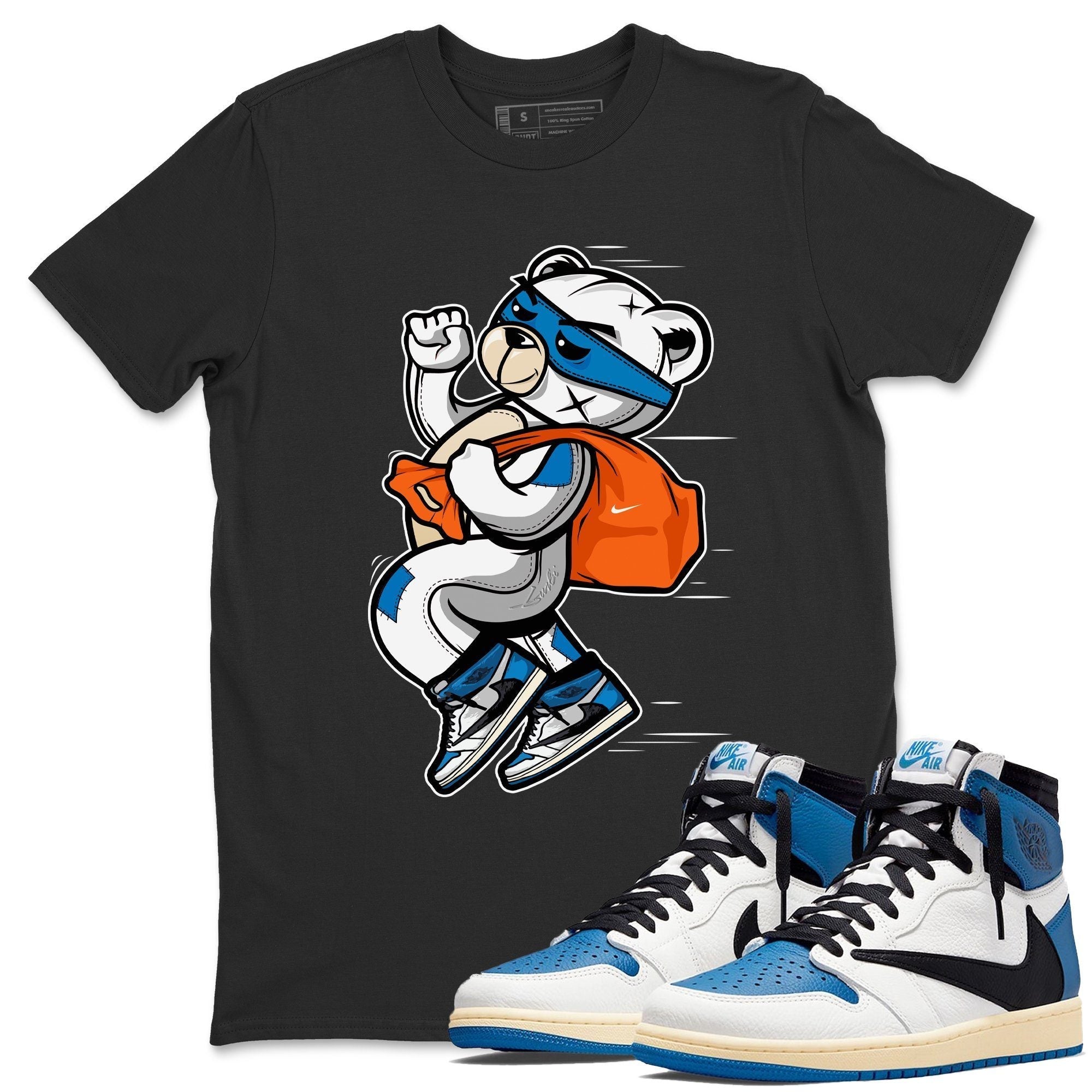 Jordan 1 Travis Scott Fragment Shirt To Match Jordans Thief Bear Sneaker Tees Jordan 1 Travis Scott Fragment Drip Gear Zone Sneaker Matching Clothing Unisex Shirts
