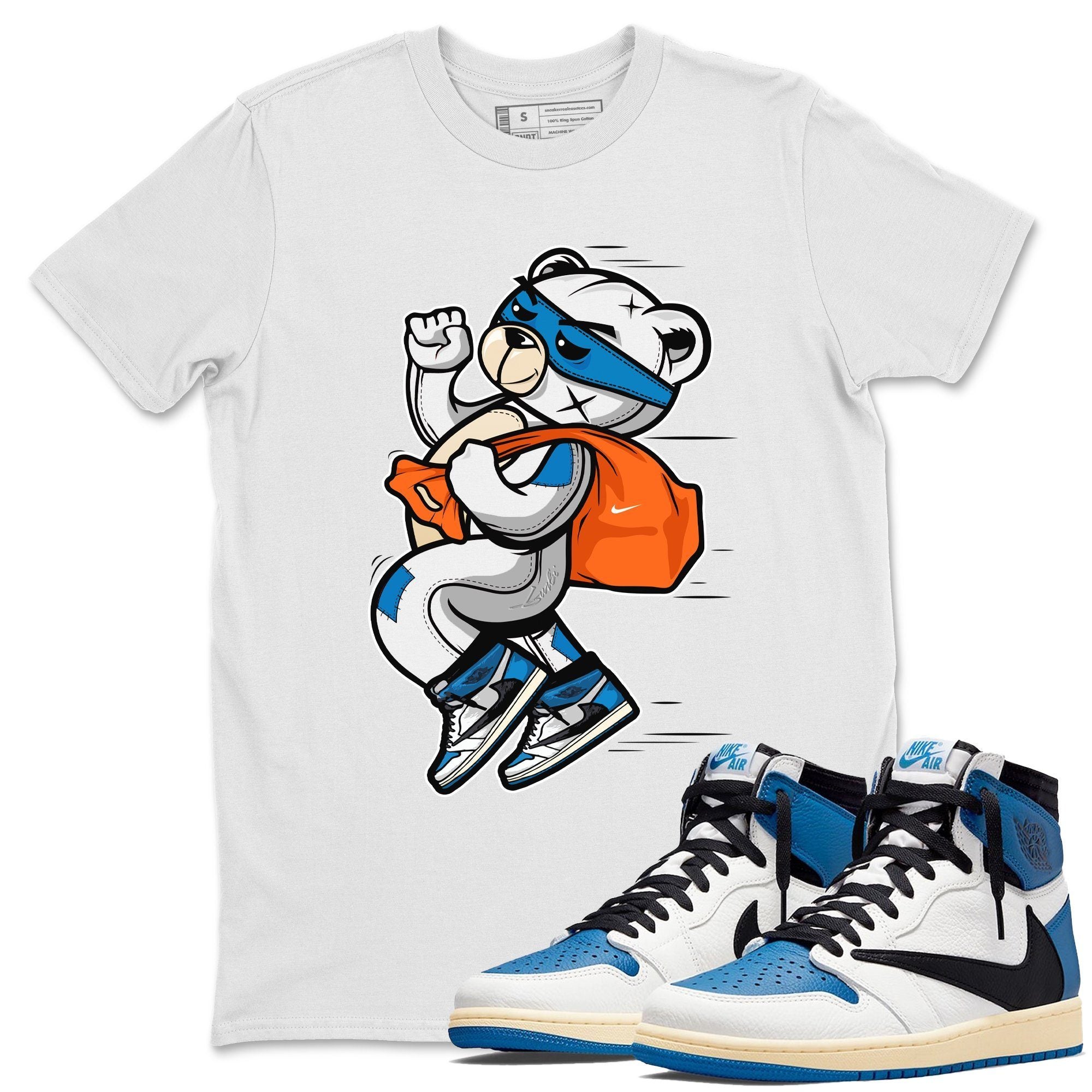 Jordan 1 Travis Scott Fragment Shirt To Match Jordans Thief Bear Sneaker Tees Jordan 1 Travis Scott Fragment Drip Gear Zone Sneaker Matching Clothing Unisex Shirts