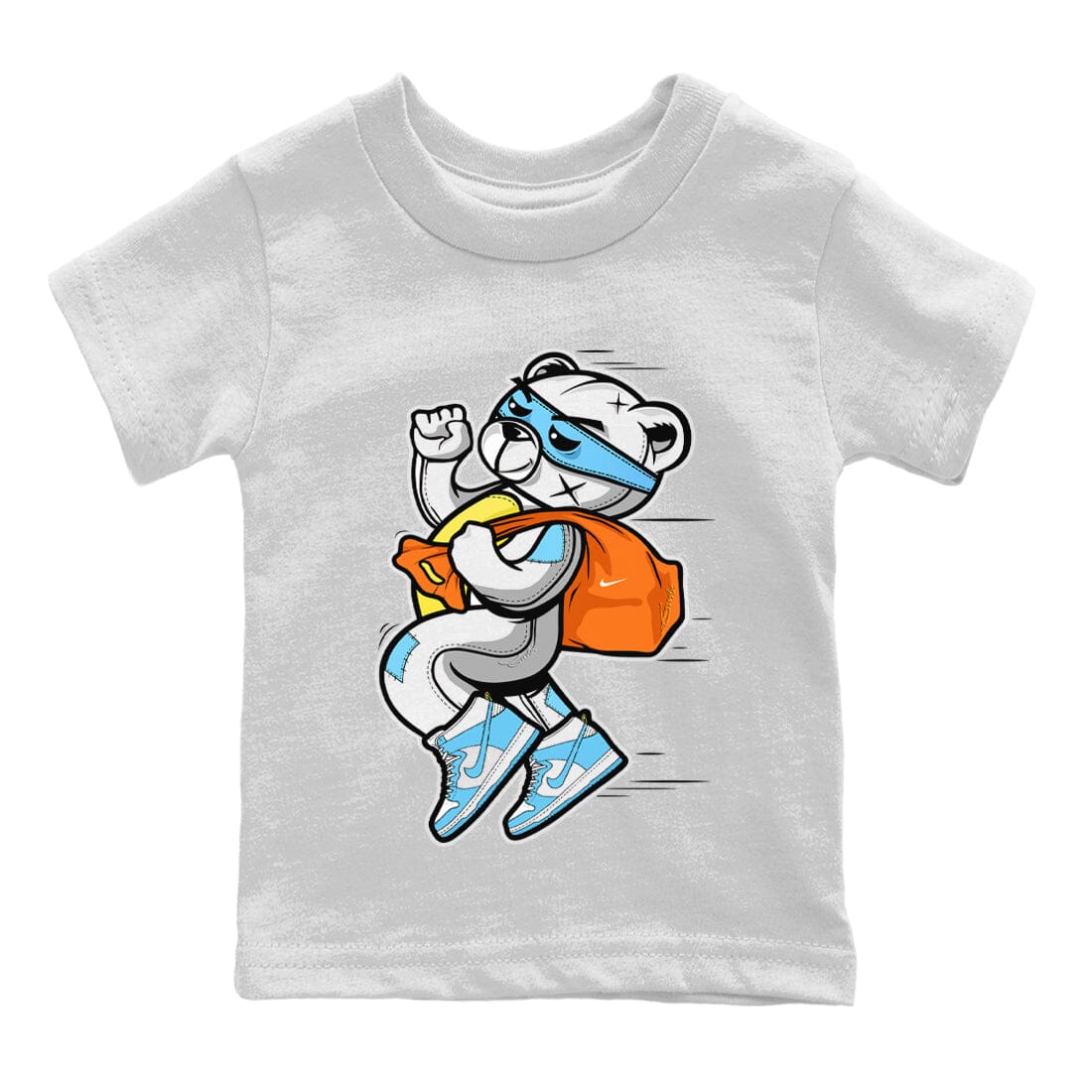 Dunk Blue Chill Sneaker Match Tees Thief Bear Sneaker Tees Dunk Blue Chill Jordan to match sneaker T-Shirt Kids Shirts