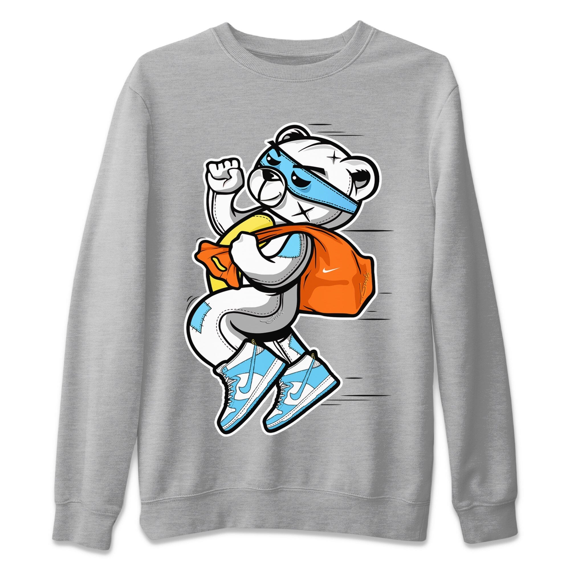 Dunk Blue Chill Sneaker Match Tees Thief Bear Sneaker Tees Dunk Blue Chill Jordan to match sneaker T-Shirt Crew Neck Shirts