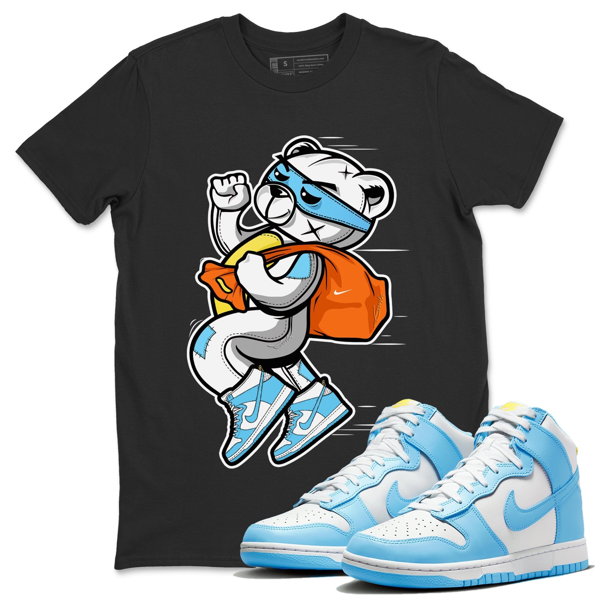 Dunk Blue Chill Sneaker Match Tees Thief Bear Sneaker Tees Dunk Blue Chill Jordan to match sneaker T-Shirt Crew Neck Shirts