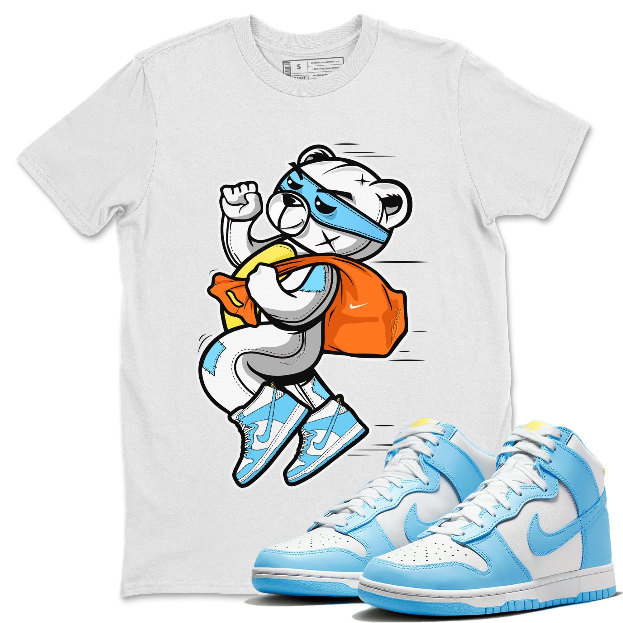 Dunk Blue Chill Sneaker Match Tees Thief Bear Sneaker Tees Dunk Blue Chill Jordan to match sneaker T-Shirt Crew Neck Shirts