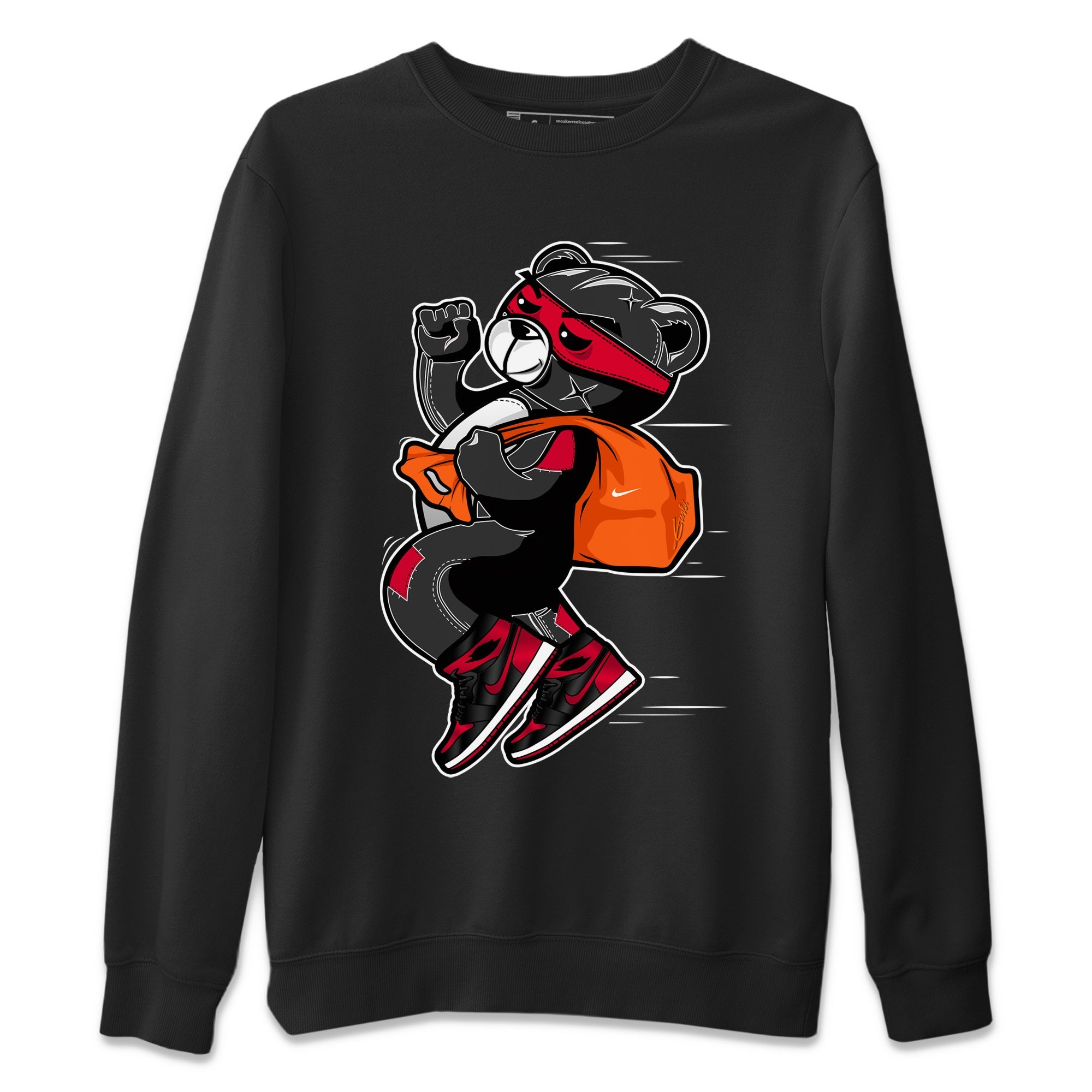 Jordan 1 Bred Patent Sneaker Matching T-Shirt Thief Bear Sneaker Tees Jordan 1 Bred Patent Sneaker Release Tees Crew Neck Tees