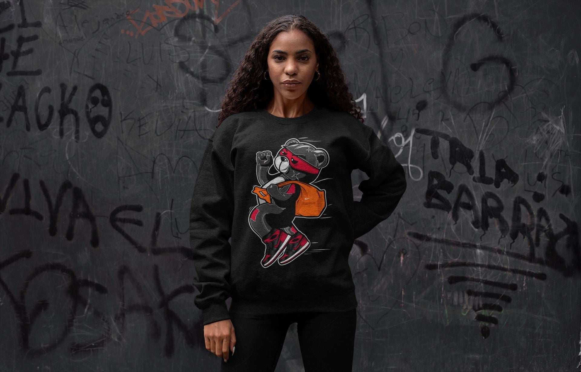 Jordan 1 Bred Patent Sneaker Matching T-Shirt Thief Bear Sneaker Tees Jordan 1 Bred Patent Sneaker Release Tees Crew Neck Tees