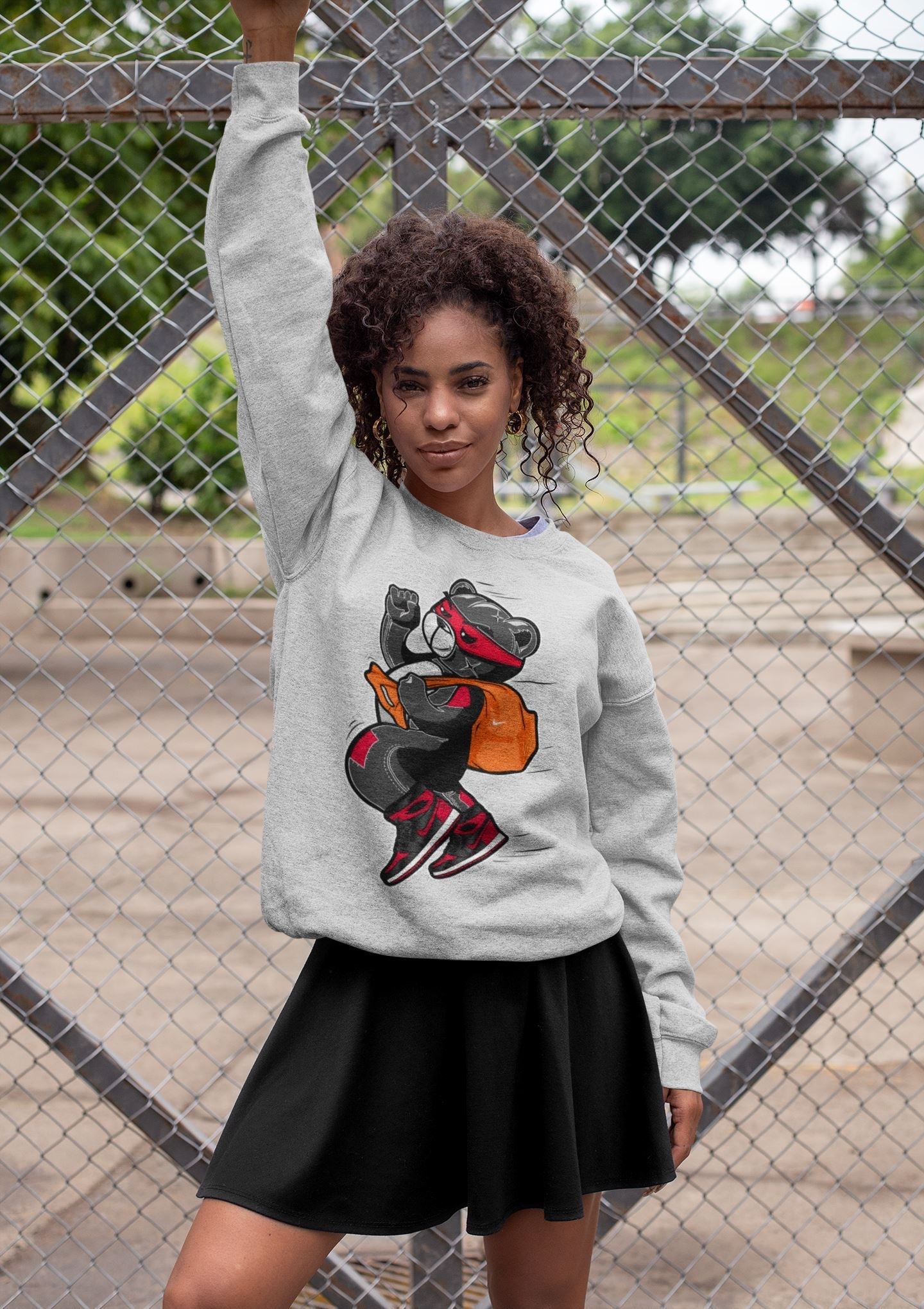 Jordan 1 Bred Patent Sneaker Matching T-Shirt Thief Bear Sneaker Tees Jordan 1 Bred Patent Sneaker Release Tees Crew Neck Tees