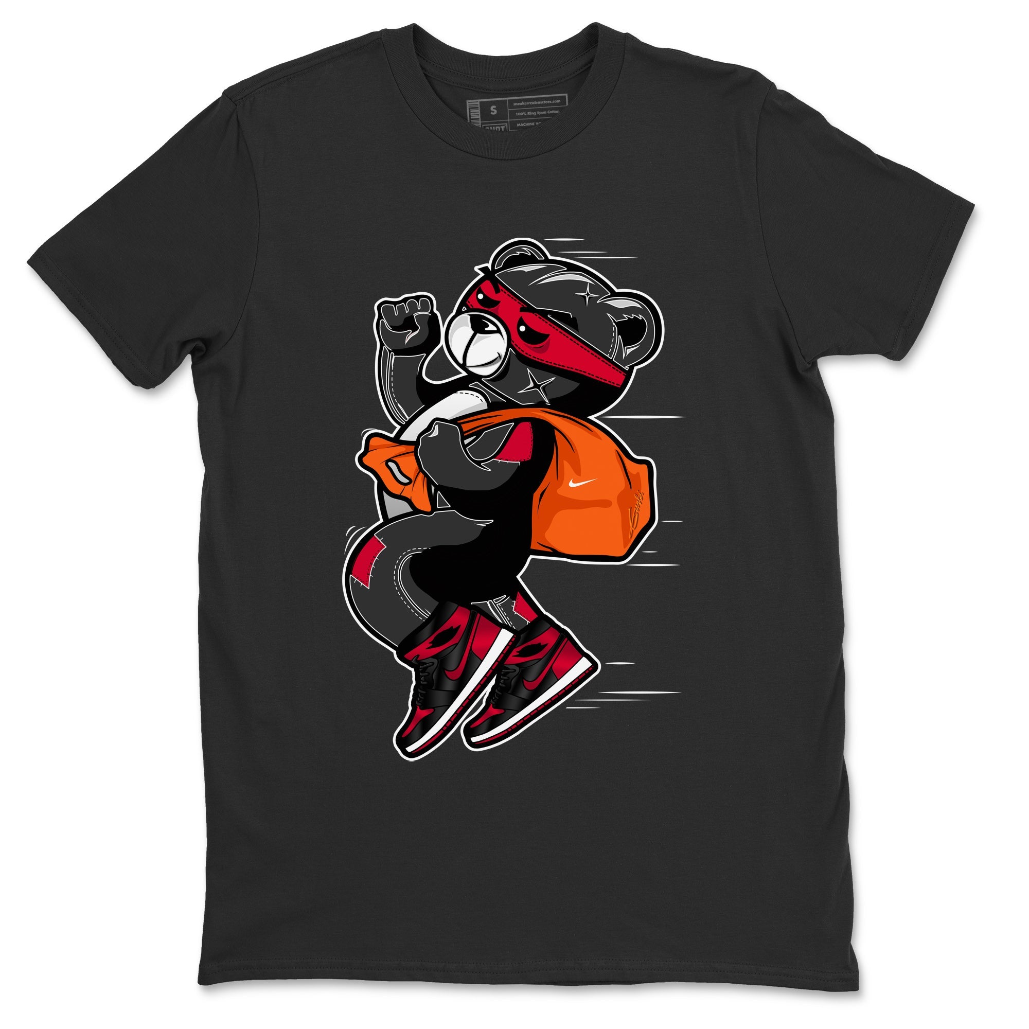 Jordan 1 Bred Patent Sneaker Matching T-Shirt Thief Bear Sneaker Tees Jordan 1 Bred Patent Sneaker Release Tees Crew Neck Tees