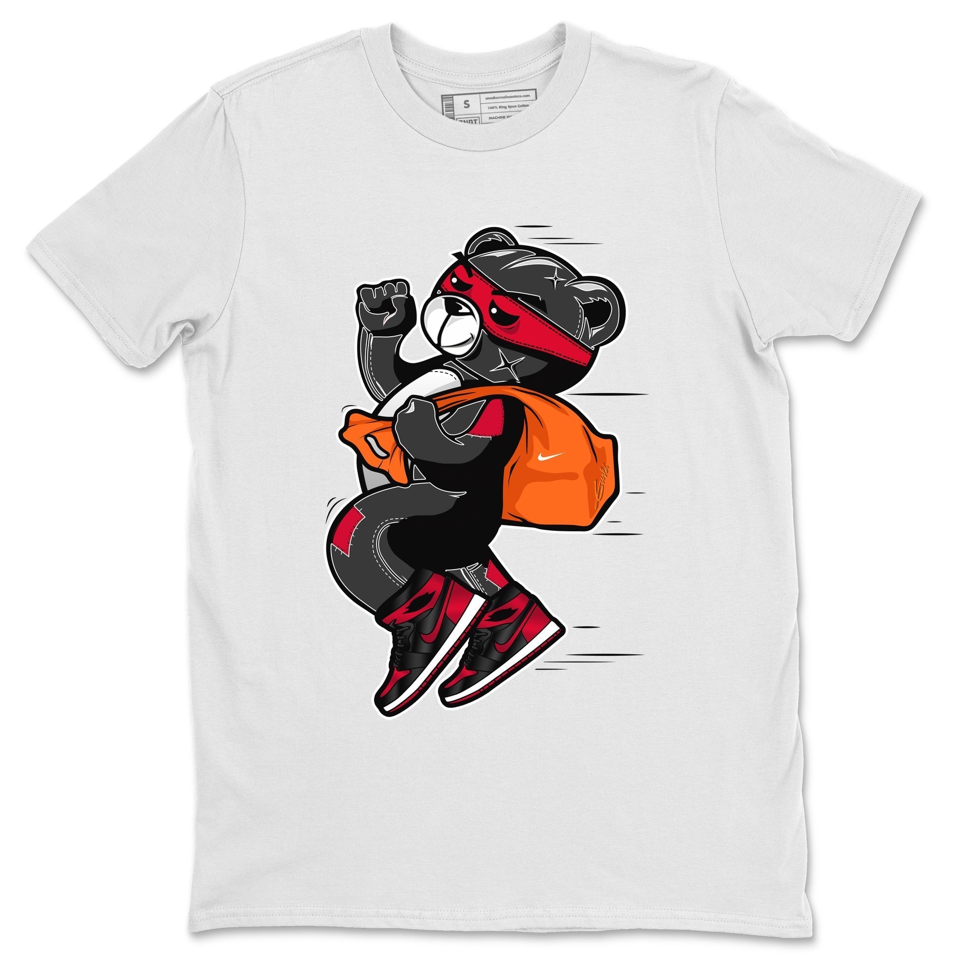Jordan 1 Bred Patent Sneaker Matching T-Shirt Thief Bear Sneaker Tees Jordan 1 Bred Patent Sneaker Release Tees Crew Neck Tees