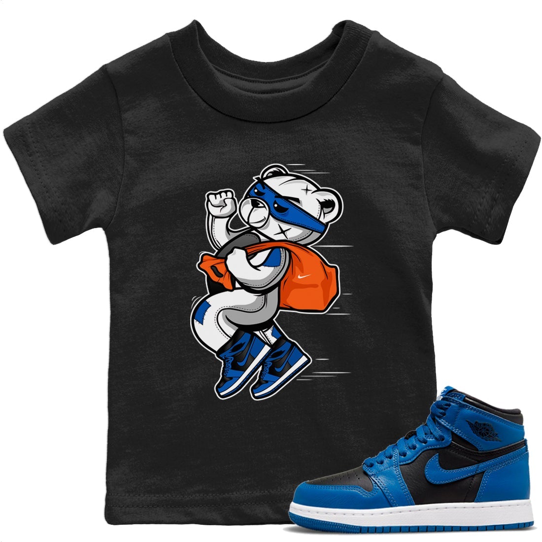 Jordan 1 Dark Marina Blue Sneaker Matching T-Shirt Thief Bear Sneaker Tees Jordan 1 Dark Marina Blue Sneaker Release Tees Kids Shirts