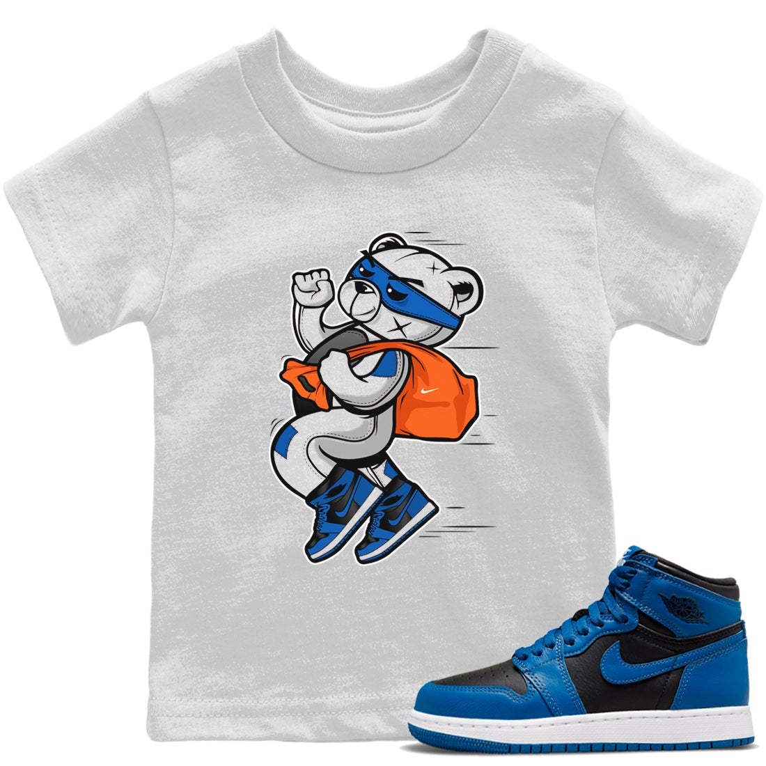 Jordan 1 Dark Marina Blue Sneaker Matching T-Shirt Thief Bear Sneaker Tees Jordan 1 Dark Marina Blue Sneaker Release Tees Kids Shirts