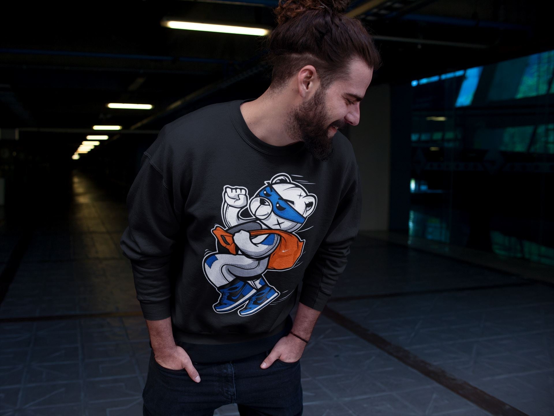 Jordan 1 Dark Marina Blue Sneaker Matching T-Shirt Thief Bear Sneaker Tees Jordan 1 Dark Marina Blue Sneaker Release Tees Crew Neck Tees