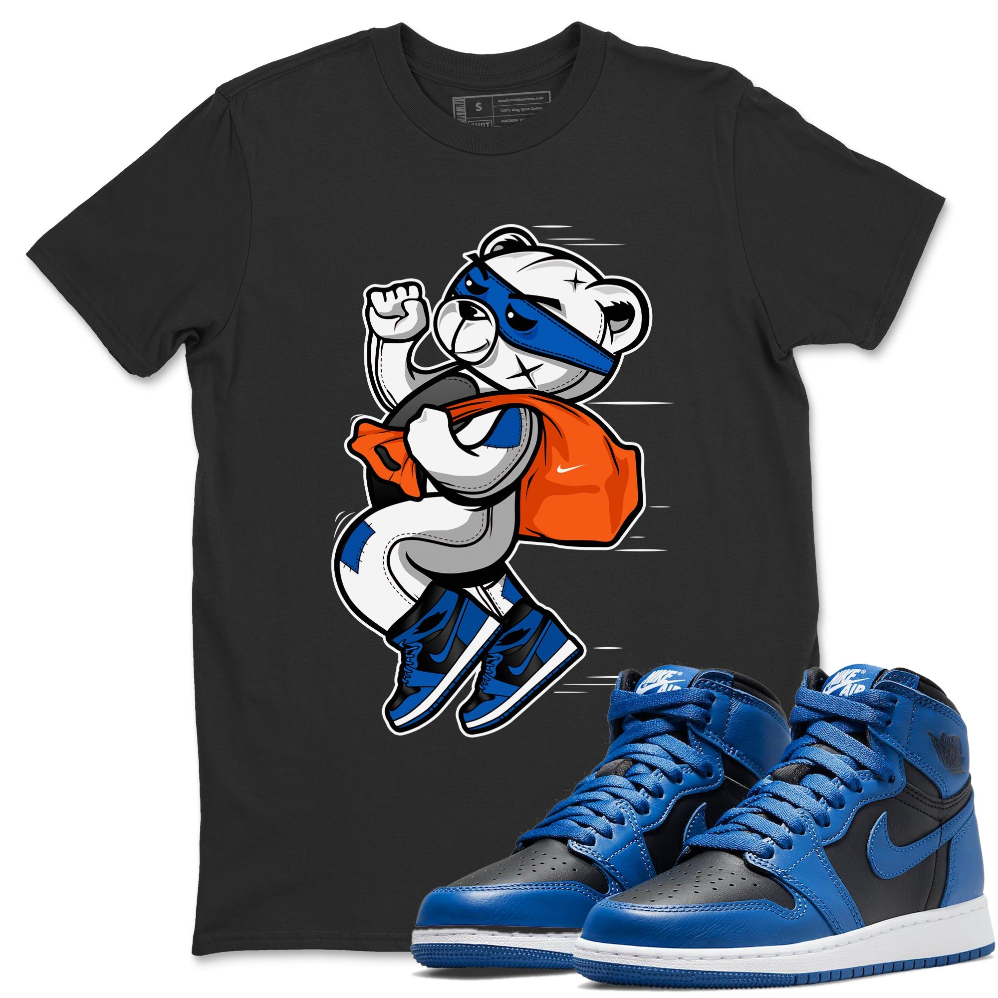 Jordan 1 Dark Marina Blue Sneaker Matching T-Shirt Thief Bear Sneaker Tees Jordan 1 Dark Marina Blue Sneaker Release Tees Crew Neck Tees