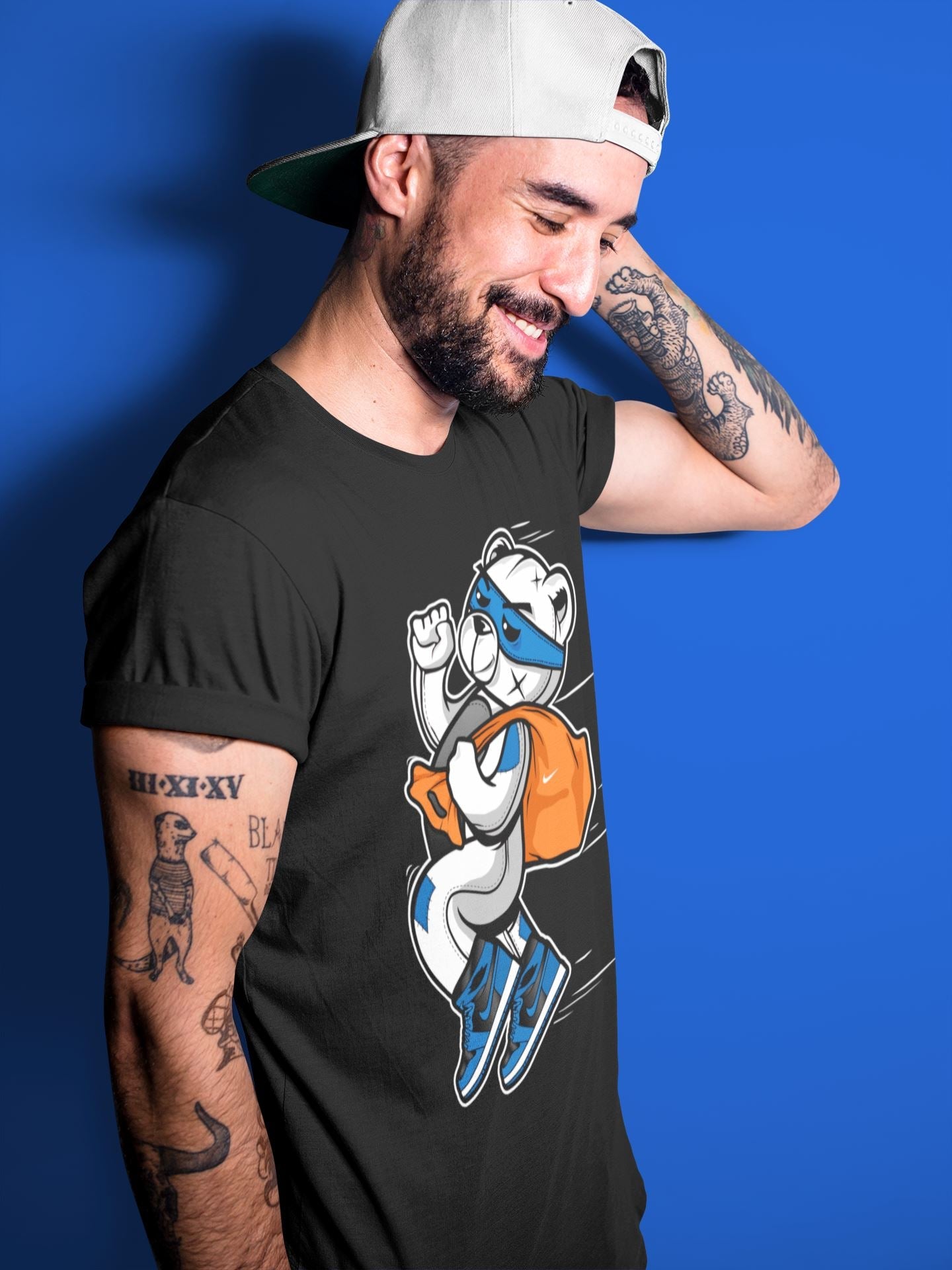 Jordan 1 Dark Marina Blue Sneaker Matching T-Shirt Thief Bear Sneaker Tees Jordan 1 Dark Marina Blue Sneaker Release Tees Crew Neck Tees