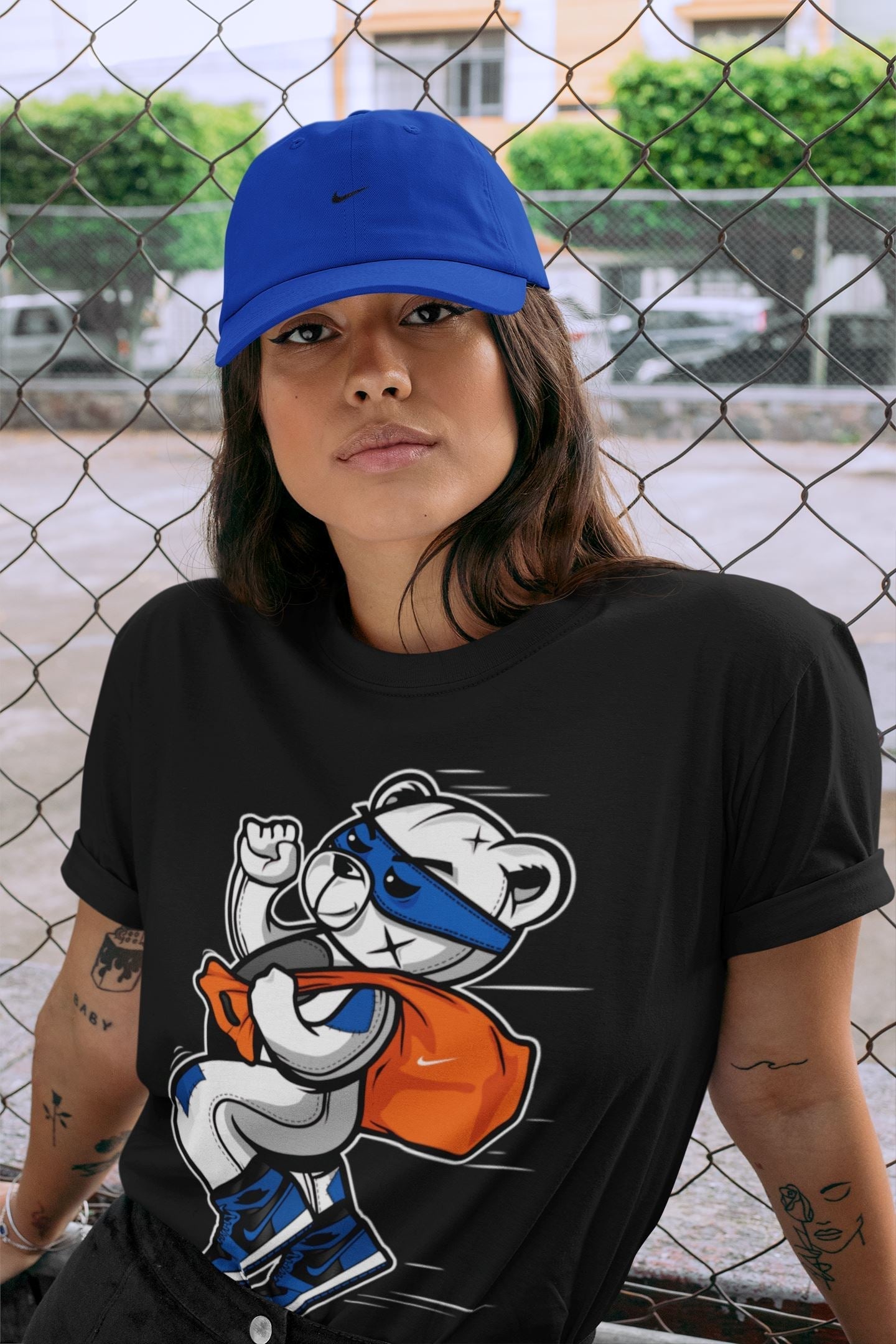 Jordan 1 Dark Marina Blue Sneaker Matching T-Shirt Thief Bear Sneaker Tees Jordan 1 Dark Marina Blue Sneaker Release Tees Crew Neck Tees