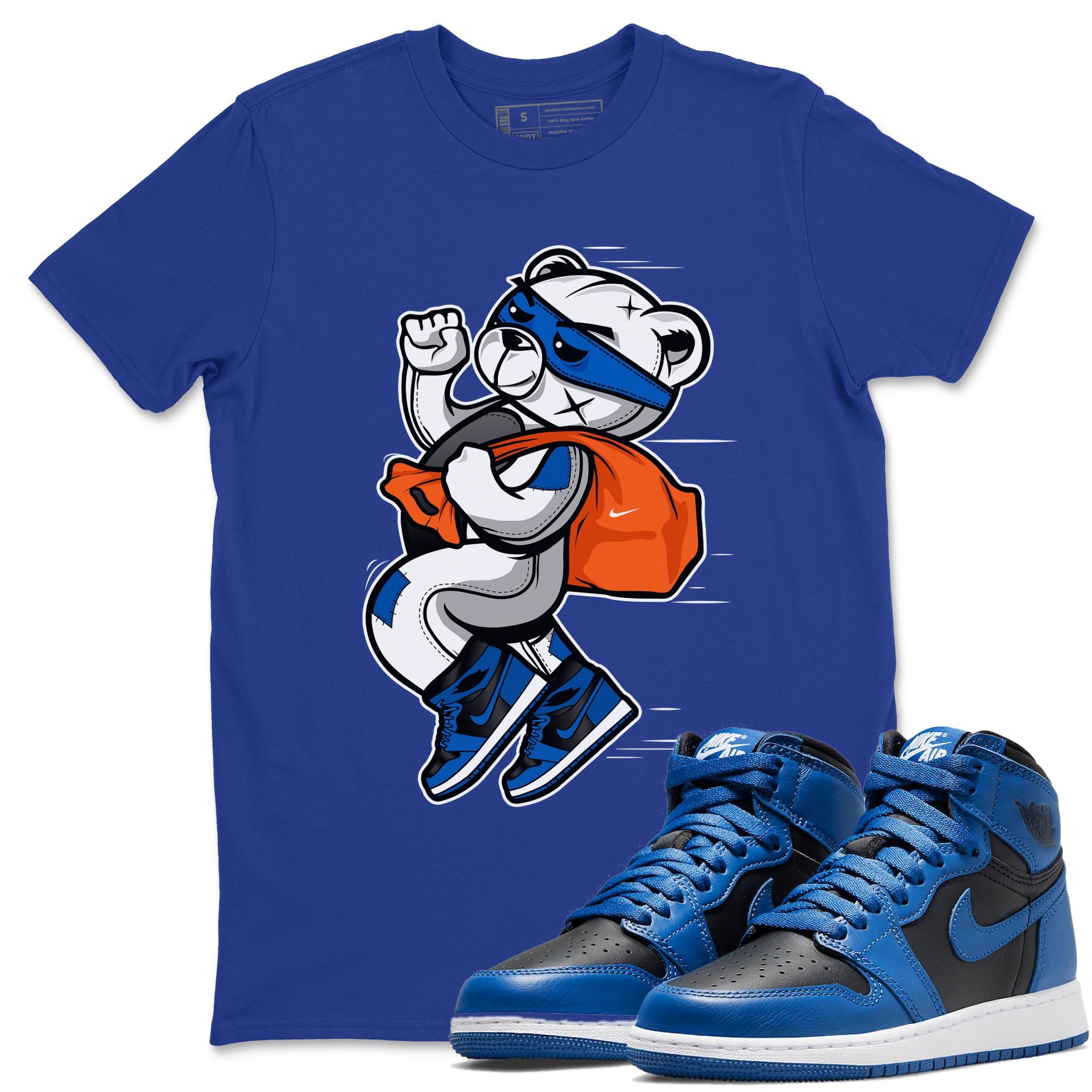 Jordan 1 Dark Marina Blue Sneaker Matching T-Shirt Thief Bear Sneaker Tees Jordan 1 Dark Marina Blue Sneaker Release Tees Crew Neck Tees