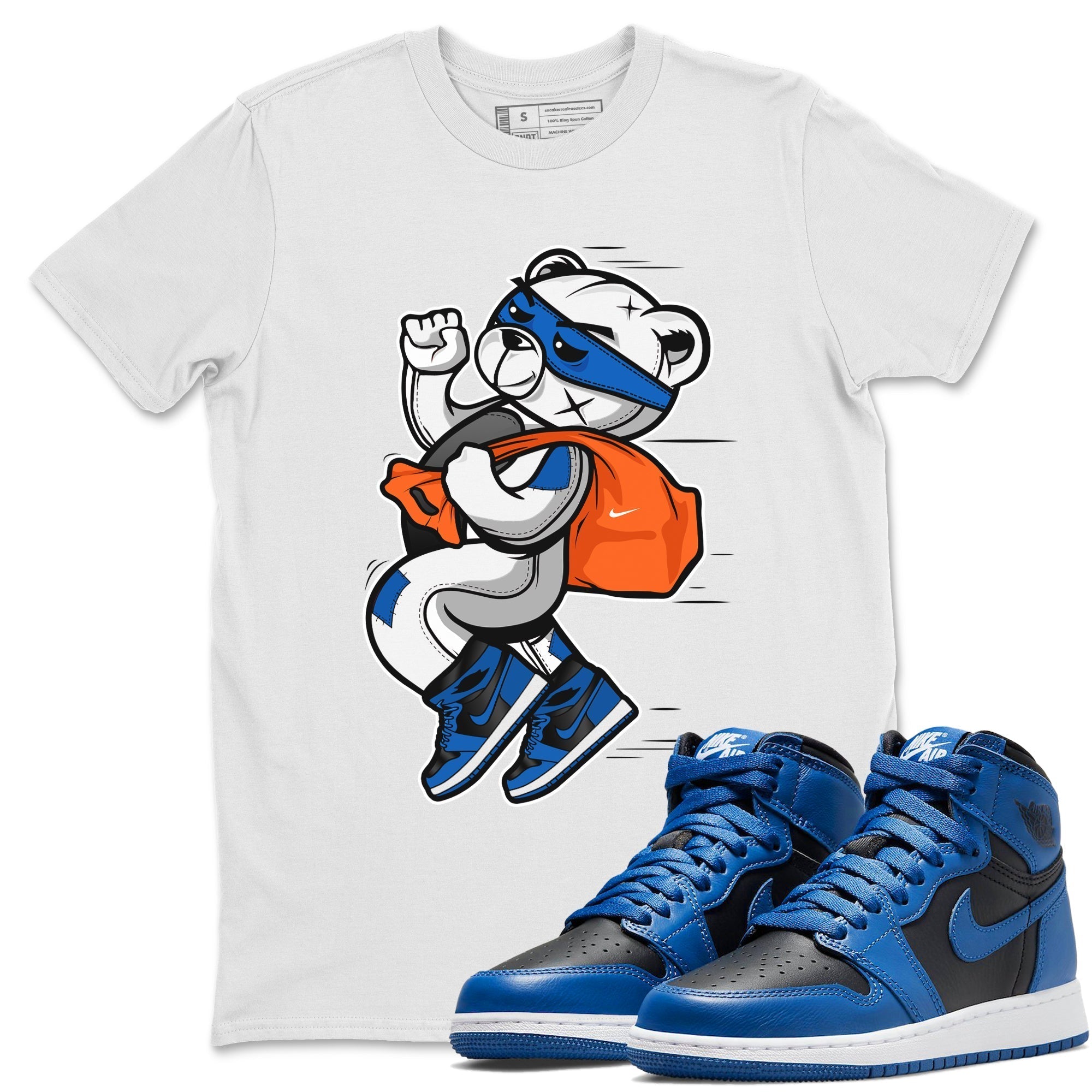 Jordan 1 Dark Marina Blue Sneaker Matching T-Shirt Thief Bear Sneaker Tees Jordan 1 Dark Marina Blue Sneaker Release Tees Crew Neck Tees