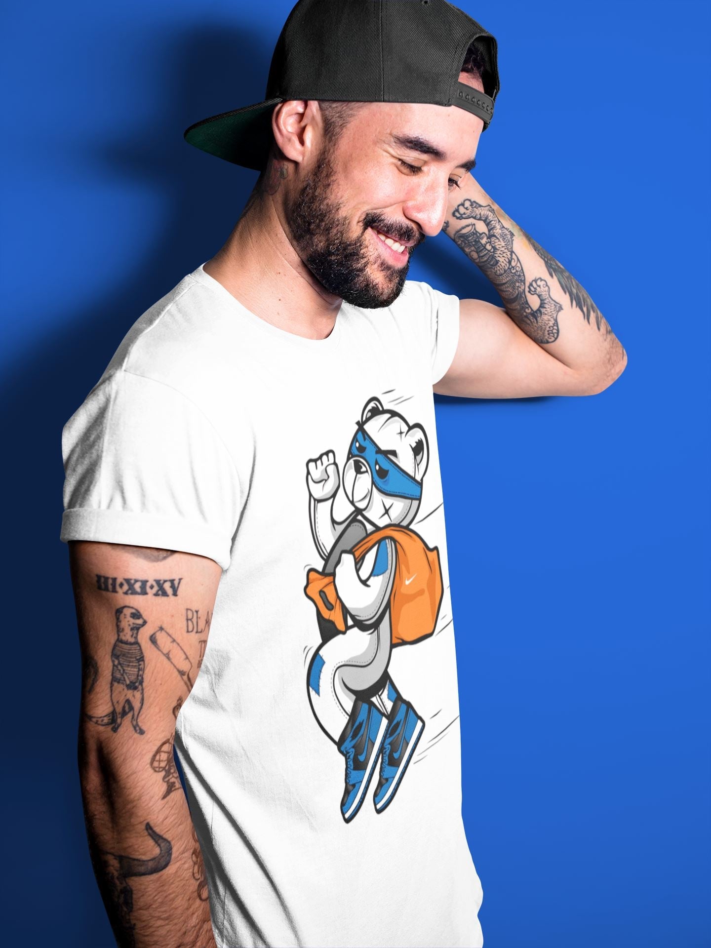 Jordan 1 Dark Marina Blue Sneaker Matching T-Shirt Thief Bear Sneaker Tees Jordan 1 Dark Marina Blue Sneaker Release Tees Crew Neck Tees