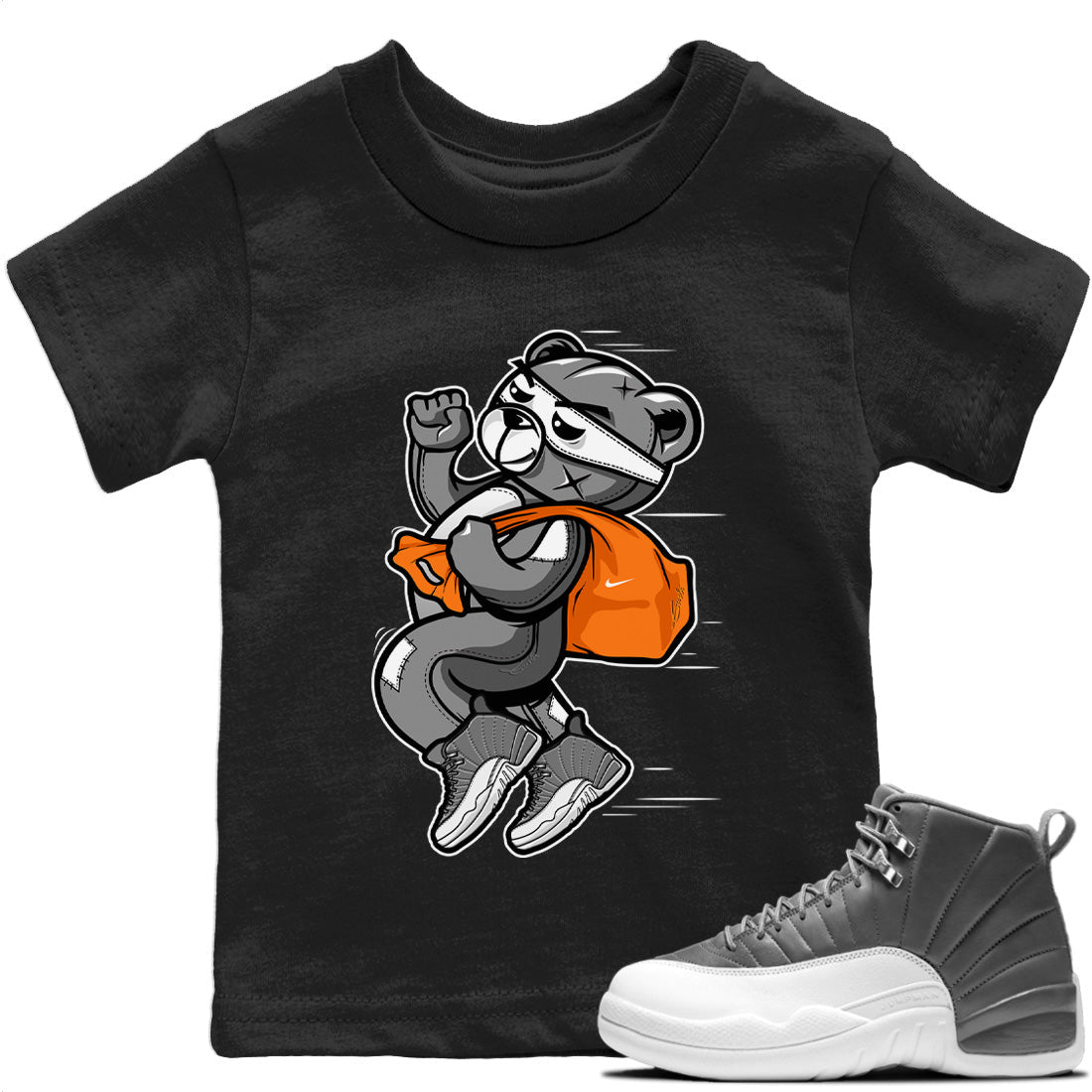 Jordan 12 Stealth Sneaker Matching T-Shirt Thief Bear Sneaker Tees Jordan 12 Stealth Sneaker Release Tees Kids Shirts