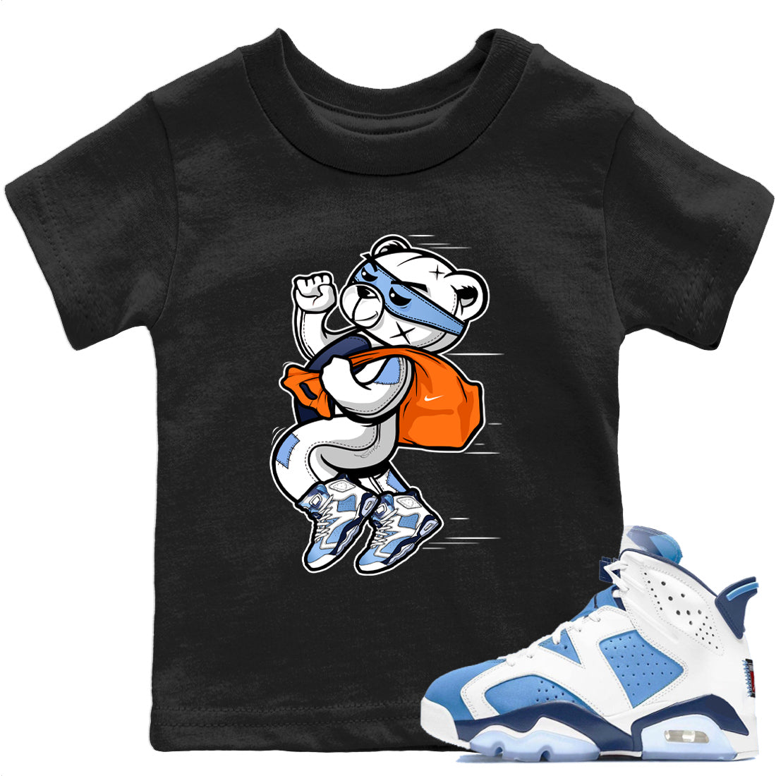 Jordan 6 UNC Shirt To Match Jordans Thief Bear Sneaker Tees Jordan 6 UNC Drip Gear Zone Sneaker Matching Clothing Kids Shirts