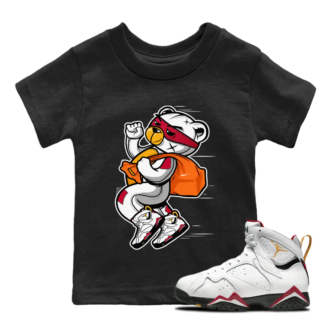 Jordan 7 Cardinal Shirt To Match Jordans Thief Bear Sneaker Tees Jordan 7 Cardinal Drip Gear Zone Sneaker Matching Clothing Kids Shirts