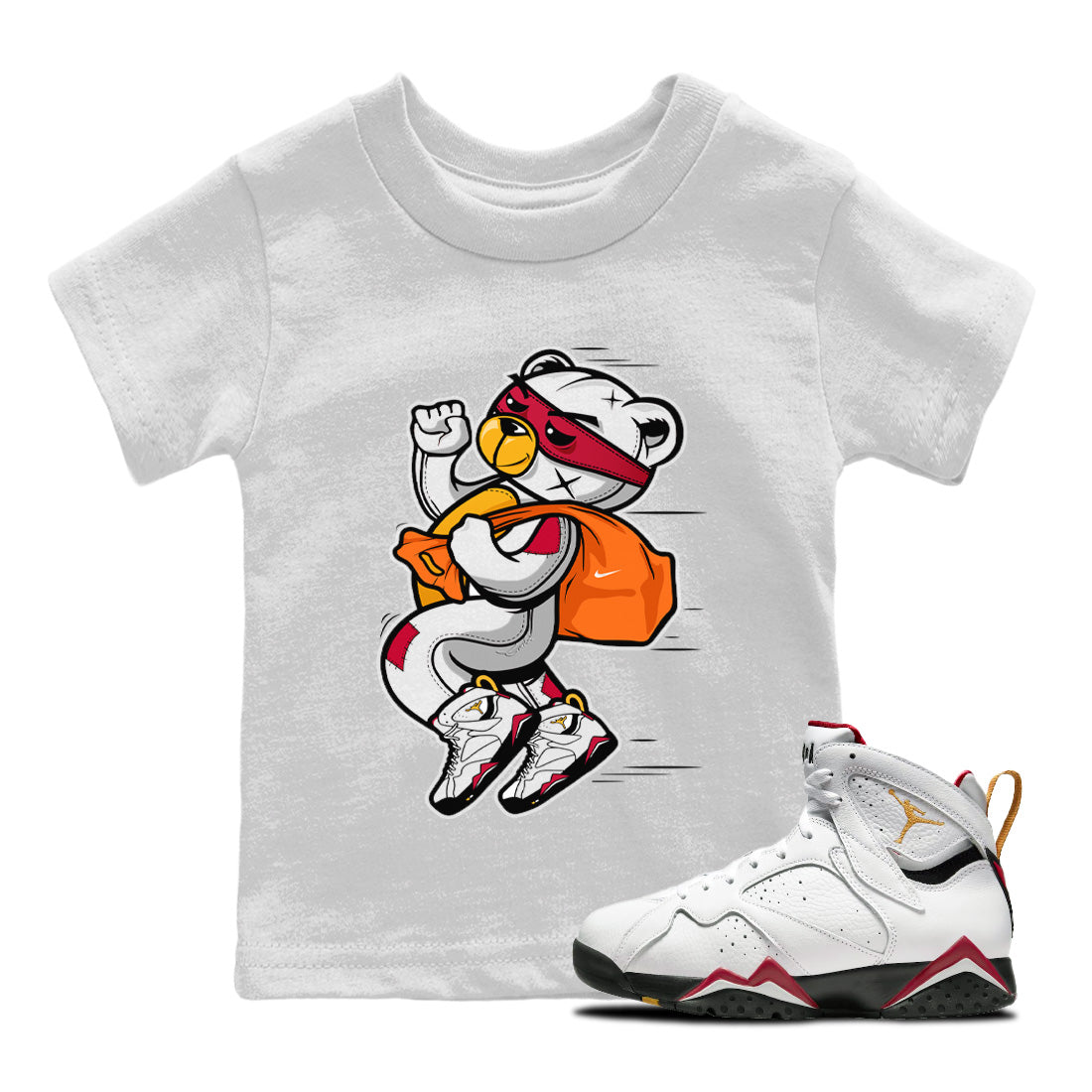 Jordan 7 Cardinal Shirt To Match Jordans Thief Bear Sneaker Tees Jordan 7 Cardinal Drip Gear Zone Sneaker Matching Clothing Kids Shirts