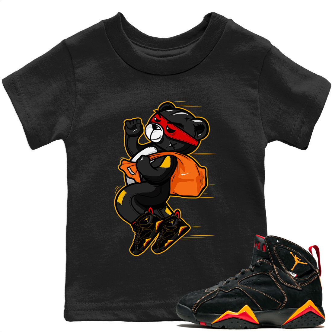 Jordan 7 Citrus Shirt To Match Jordans Thief Bear Sneaker Tees Jordan 7 Citrus Drip Gear Zone Sneaker Matching Clothing Kids Shirts