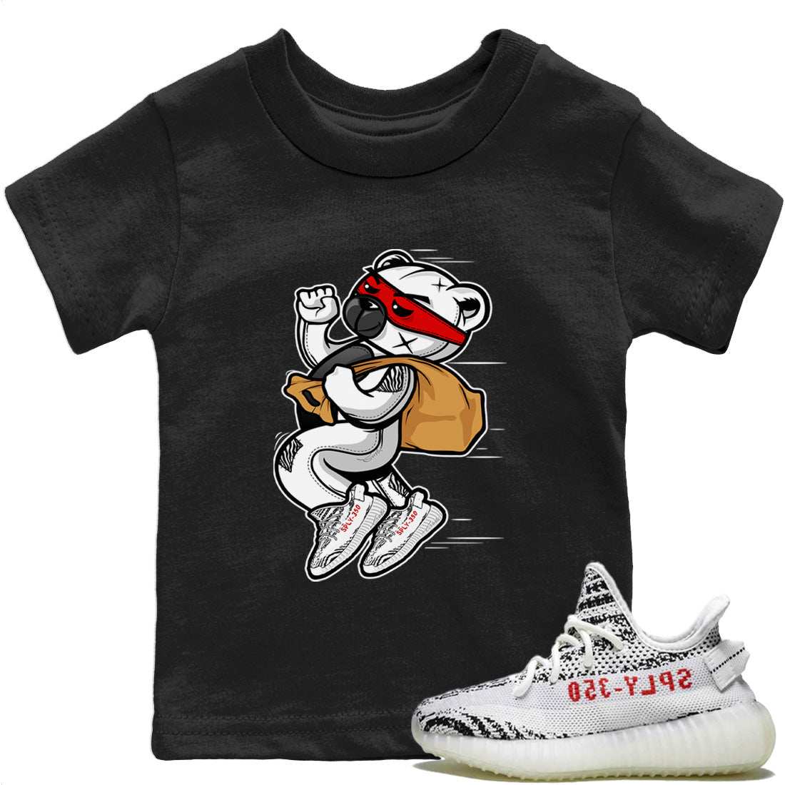 Yeezy 350 Zebra Shirt To Match Jordans Thief Bear Sneaker Tees Yeezy 350 Zebra Drip Gear Zone Sneaker Matching Clothing Kids Shirts