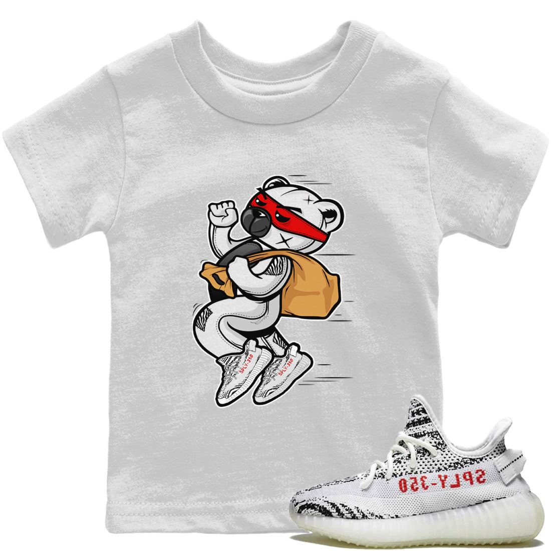 Yeezy 350 Zebra Shirt To Match Jordans Thief Bear Sneaker Tees Yeezy 350 Zebra Drip Gear Zone Sneaker Matching Clothing Kids Shirts