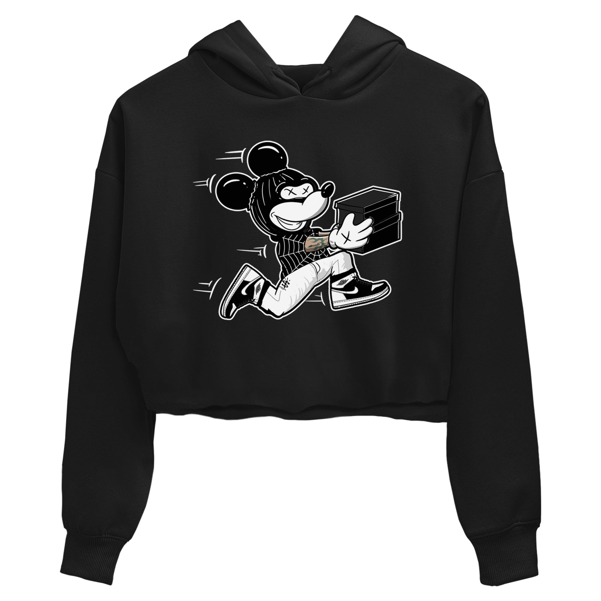 Air Jordan 1 panda shirt to match jordans Thief Mouse sneaker tees 1s Black White Drip Gear Zone Streetwear Black 2 crop length shirt
