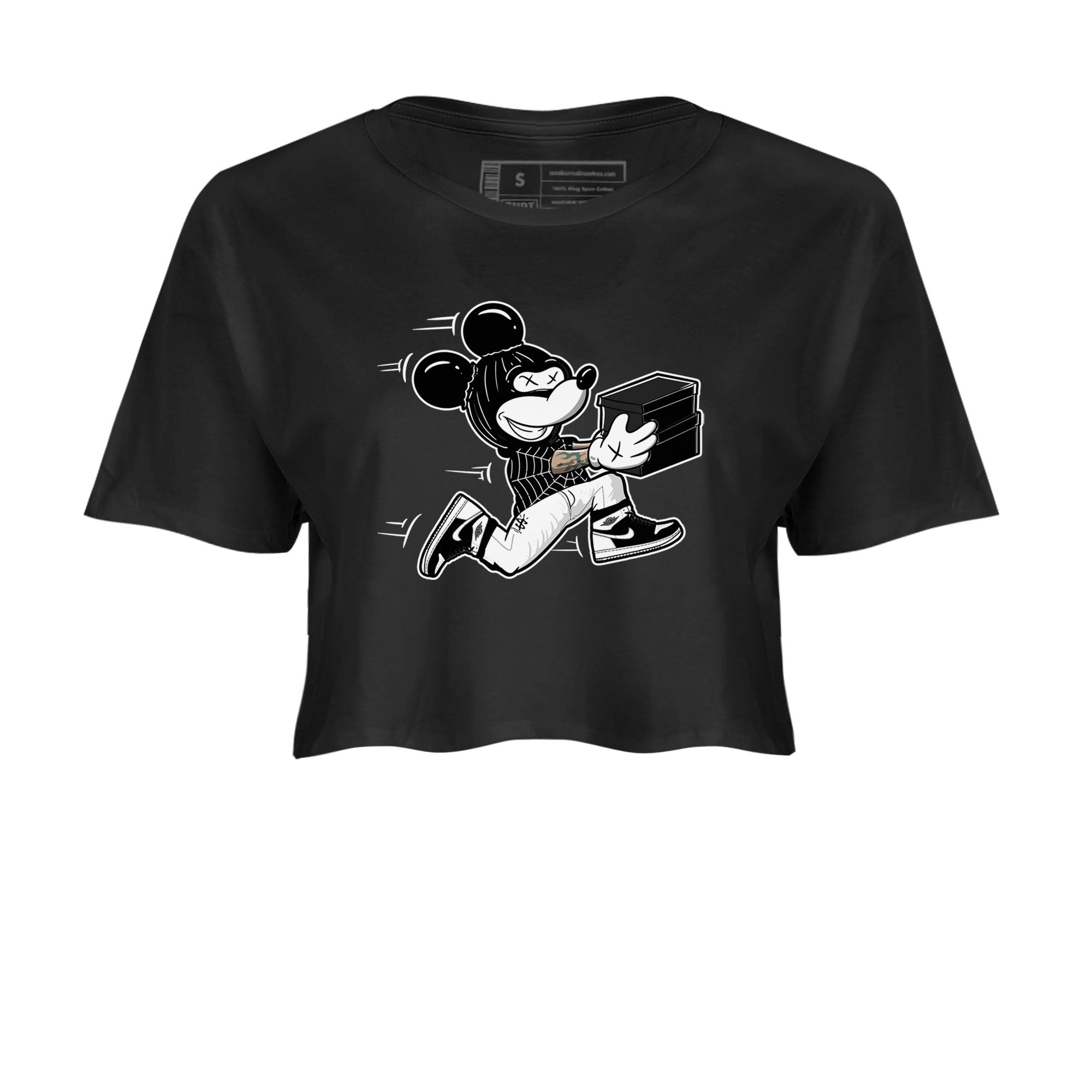 Air Jordan 1 panda shirt to match jordans Thief Mouse sneaker tees 1s Black White Drip Gear Zone Streetwear Black 2 crop length shirt