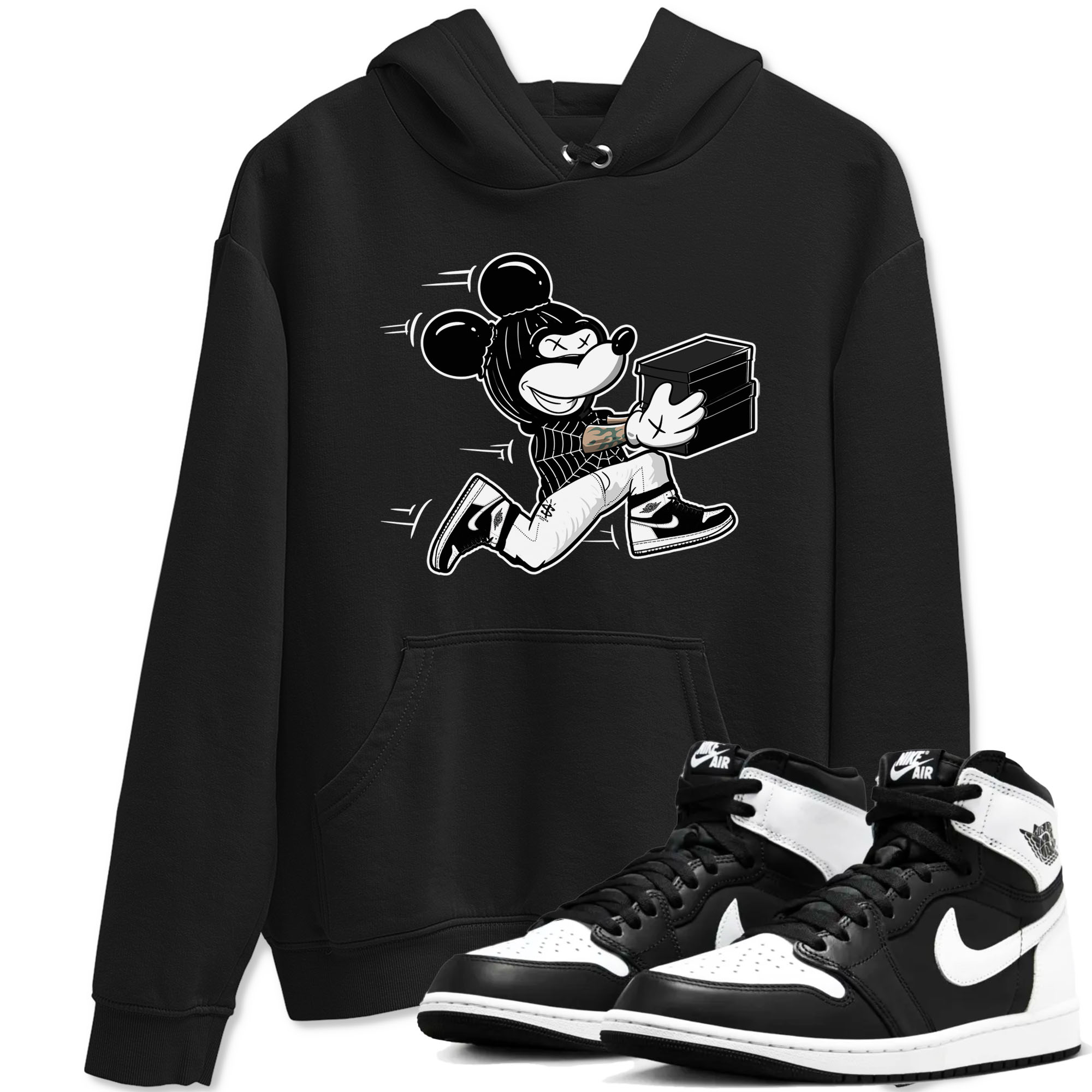Air Jordan 1 panda shirt to match jordans Thief Mouse sneaker tees 1s Black White Drip Gear Zone Streetwear unisex cotton Black 1 crew neck shirt