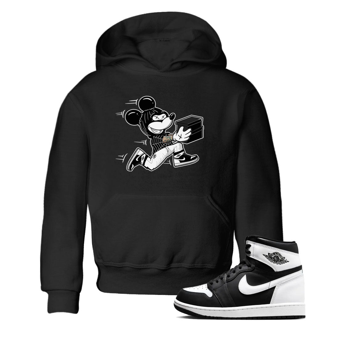 Air Jordan 1 panda shirt to match jordans Thief Mouse sneaker tees 1s Black White Drip Gear Zone Streetwear baby toddler Black 1 cotton Shirt