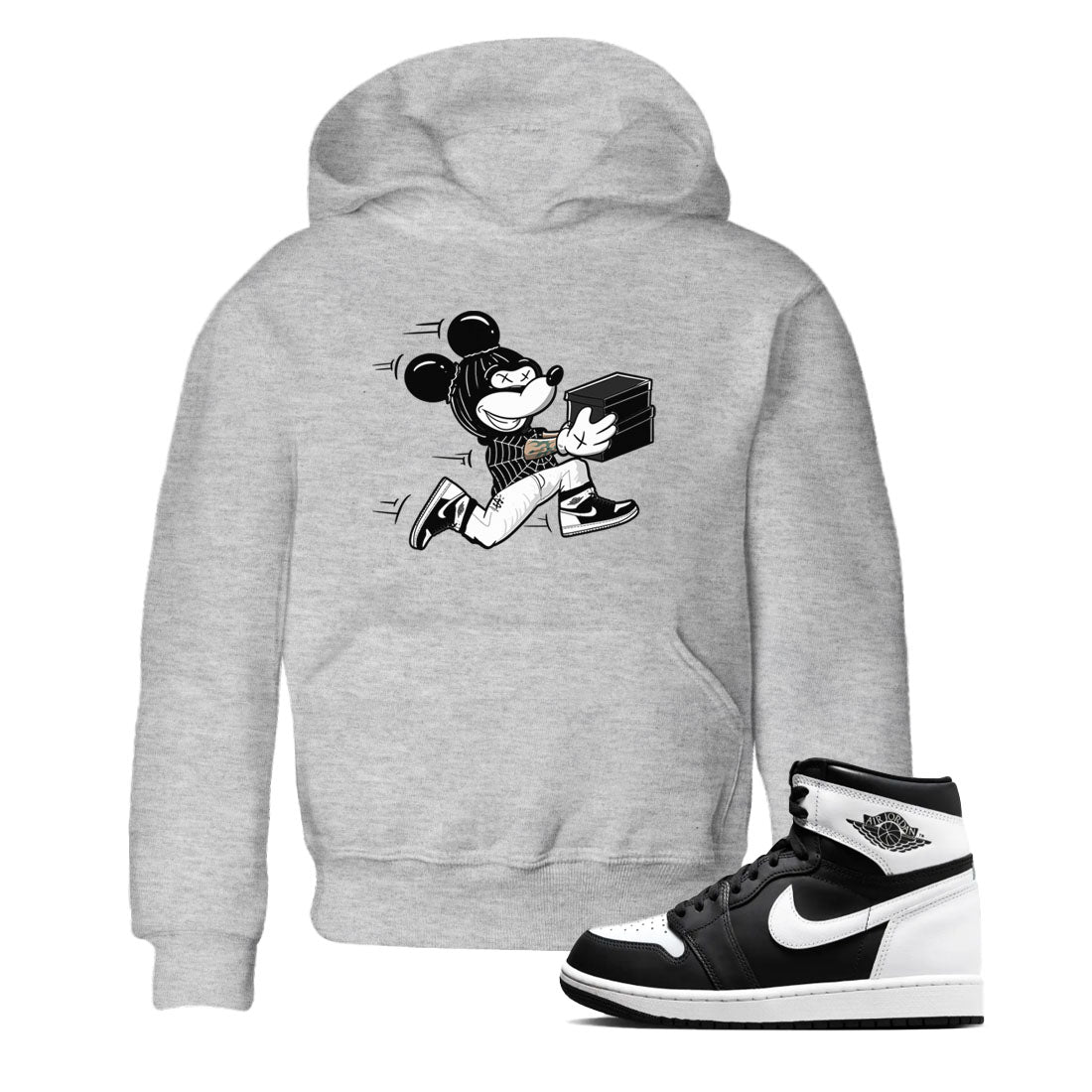 Air Jordan 1 panda shirt to match jordans Thief Mouse sneaker tees 1s Black White Drip Gear Zone Streetwear baby toddler Heather Grey 1 cotton Shirt
