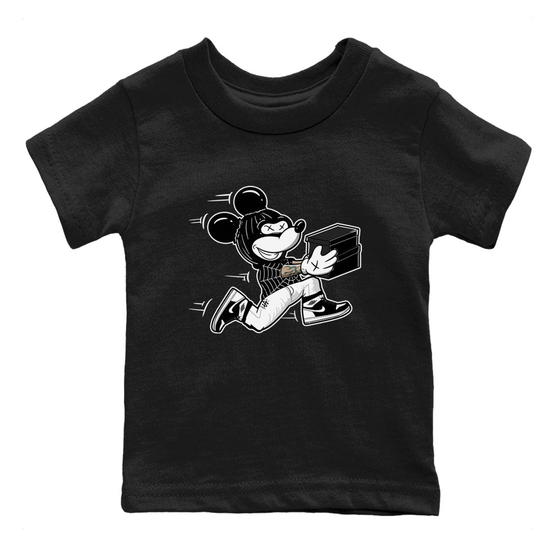 Air Jordan 1 panda shirt to match jordans Thief Mouse sneaker tees 1s Black White Drip Gear Zone Streetwear baby toddler Black 2 cotton Shirt
