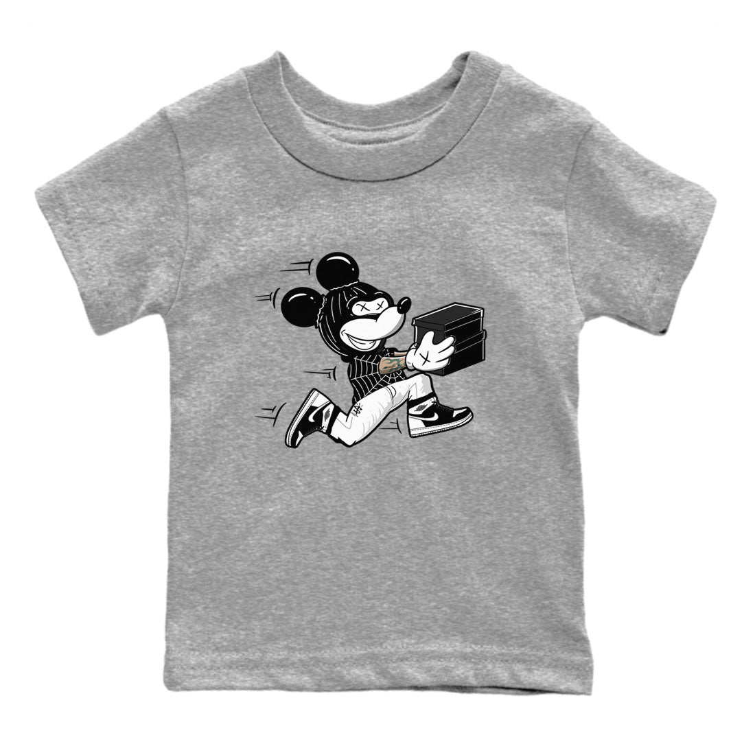 Air Jordan 1 panda shirt to match jordans Thief Mouse sneaker tees 1s Black White Drip Gear Zone Streetwear baby toddler Heather Grey 2 cotton Shirt