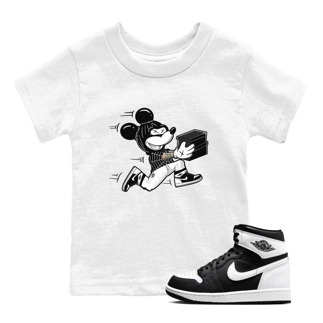Air Jordan 1 panda shirt to match jordans Thief Mouse sneaker tees 1s Black White Drip Gear Zone Streetwear baby toddler White 1 cotton Shirt