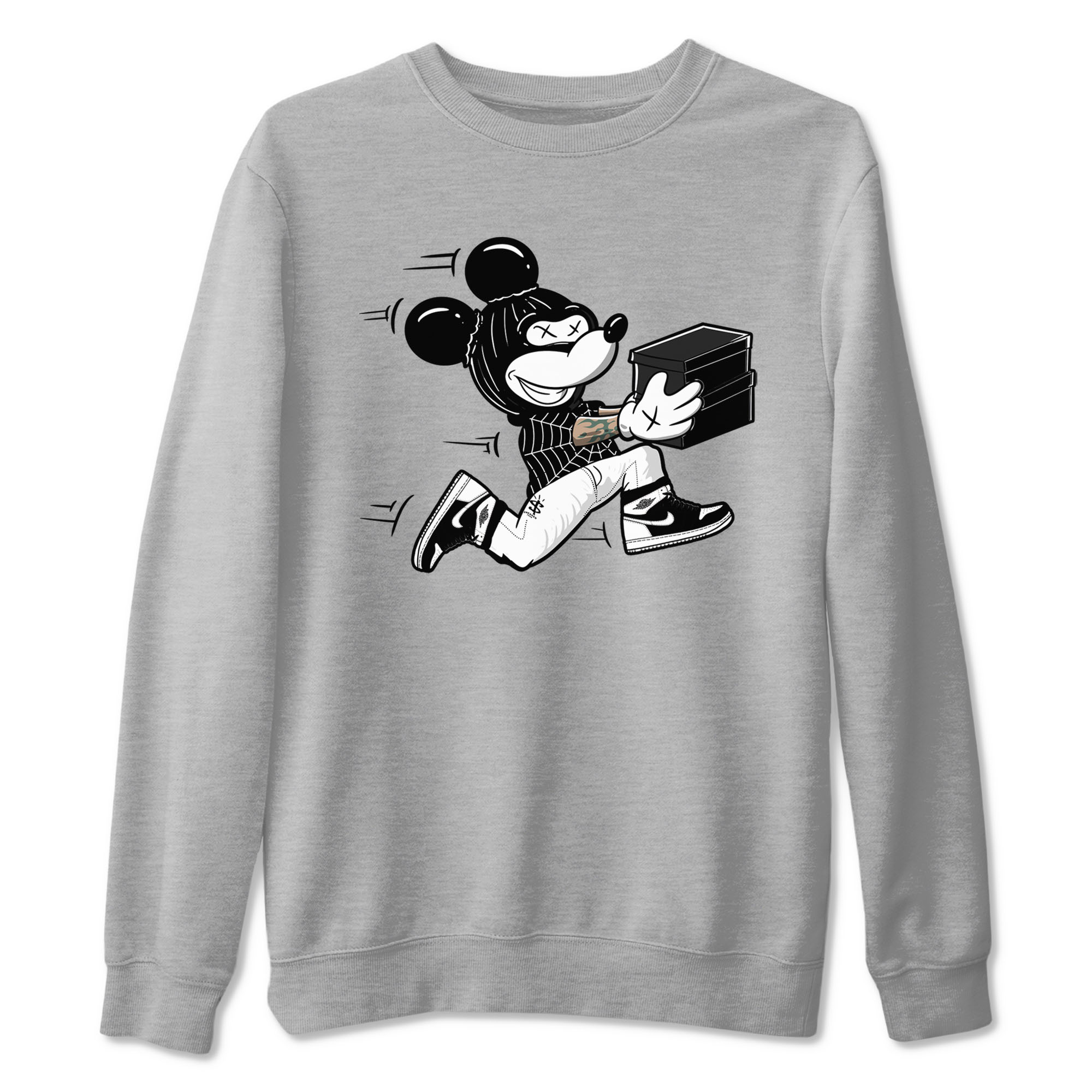 Air Jordan 1 panda shirt to match jordans Thief Mouse sneaker tees 1s Black White Drip Gear Zone Streetwear unisex cotton Heather Grey 2 crew neck shirt