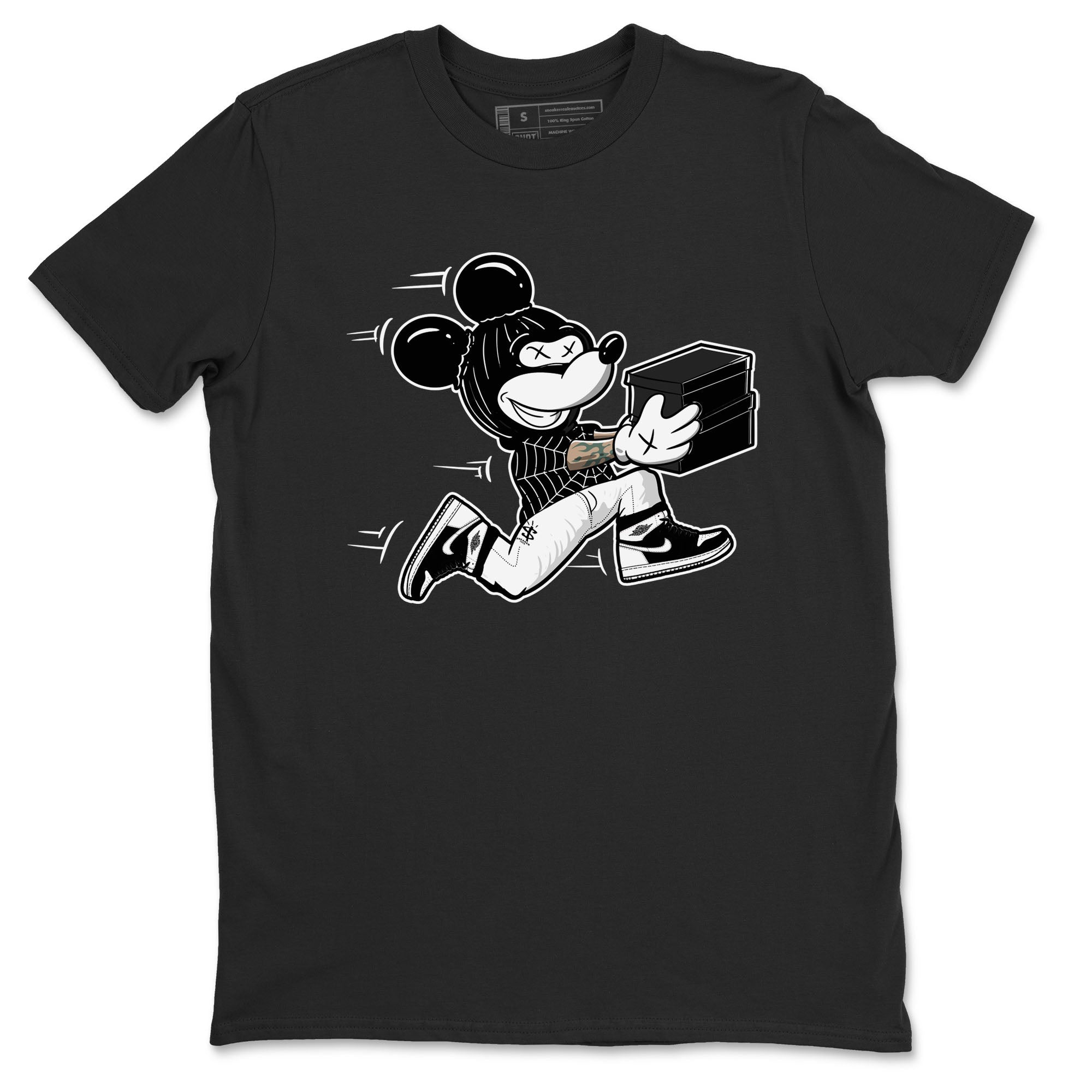 Air Jordan 1 panda shirt to match jordans Thief Mouse sneaker tees 1s Black White Drip Gear Zone Streetwear unisex cotton Black 2 crew neck shirt