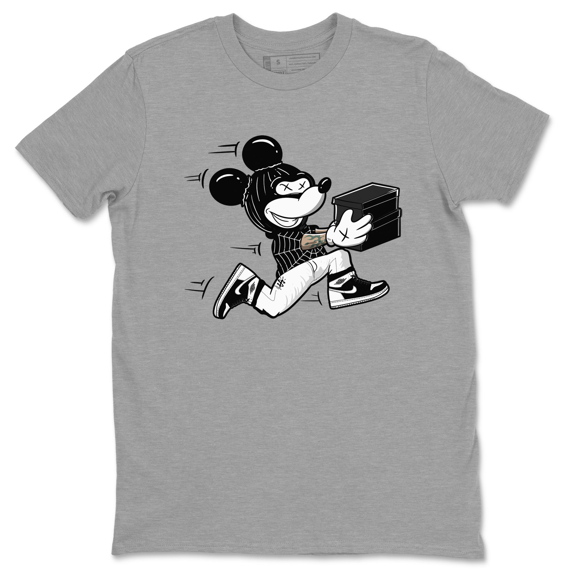 Air Jordan 1 panda shirt to match jordans Thief Mouse sneaker tees 1s Black White Drip Gear Zone Streetwear unisex cotton Heather Grey 2 crew neck shirt