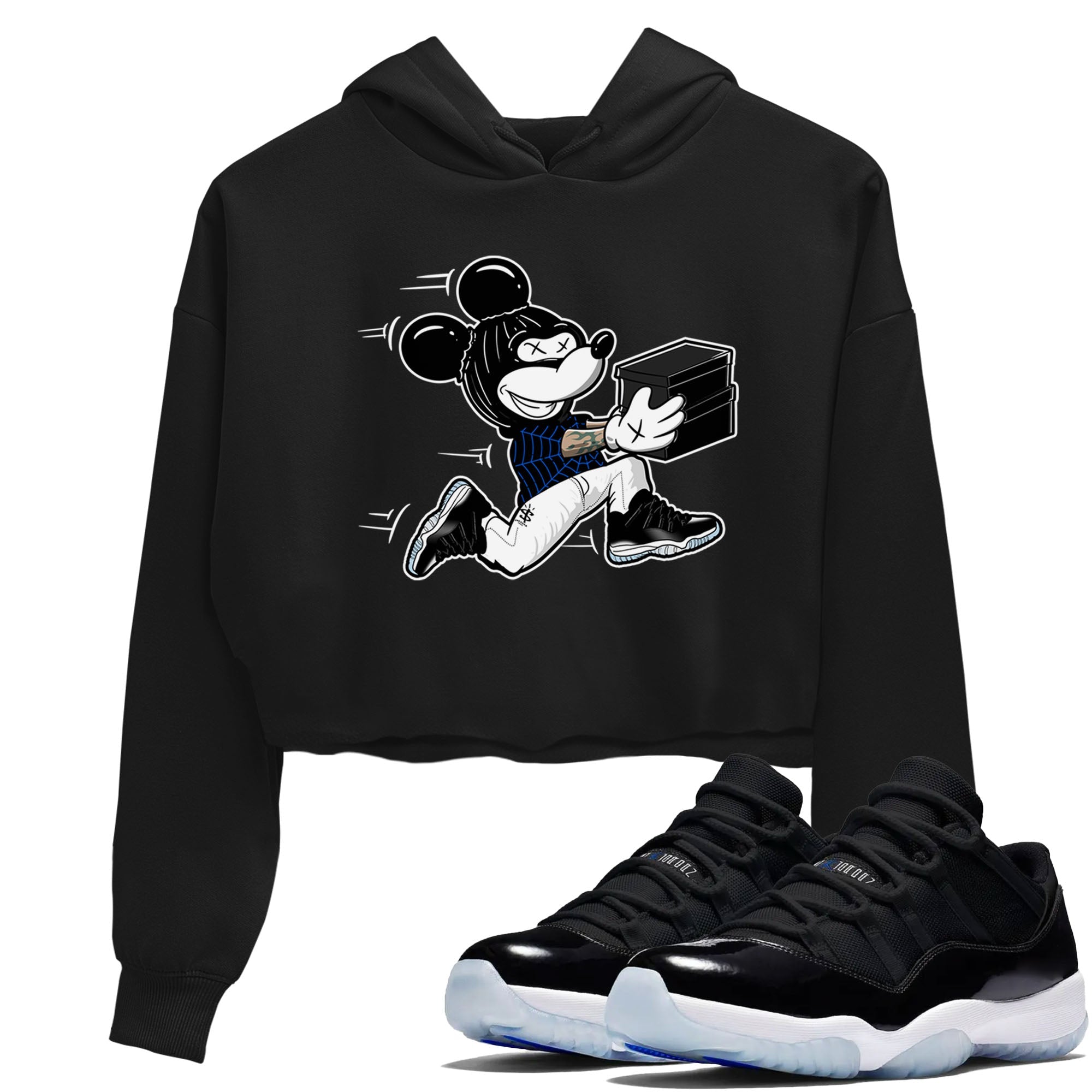 Air Jordan 11 Low Space shirt to match jordans Thief Mouse sneaker tees 11s Space Drip Gear Zone Streetwear Black 1 crop length shirt