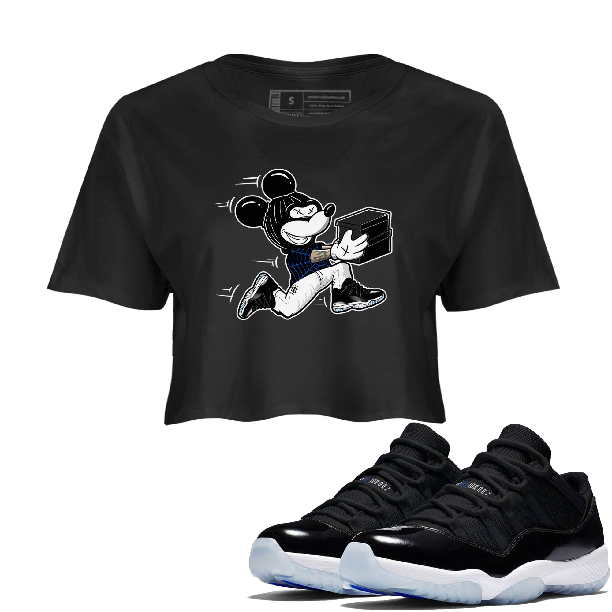 Air Jordan 11 Low Space shirt to match jordans Thief Mouse sneaker tees 11s Space Drip Gear Zone Streetwear Black 1 crop length shirt