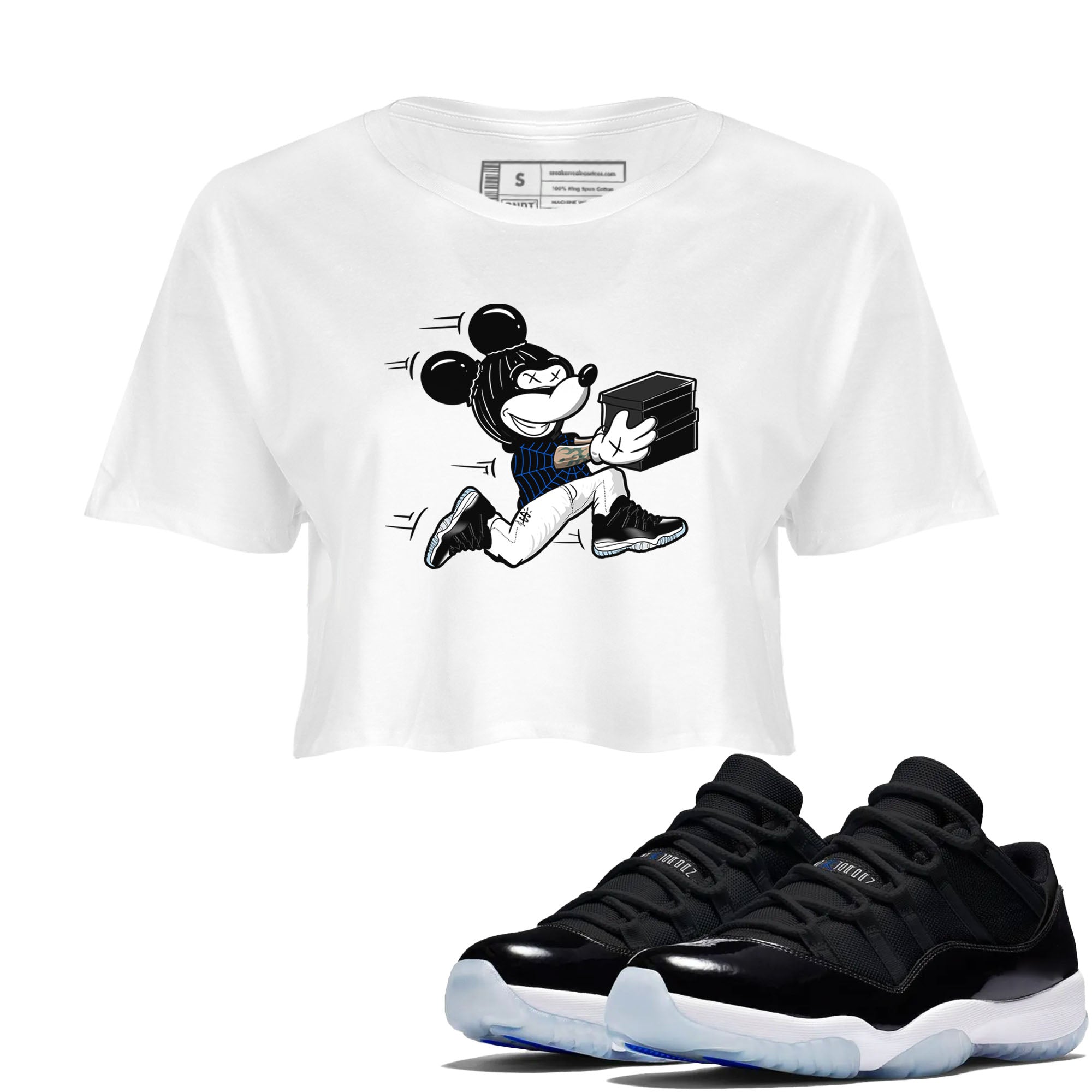 Air Jordan 11 Low Space shirt to match jordans Thief Mouse sneaker tees 11s Space Drip Gear Zone Streetwear White 1 crop length shirt
