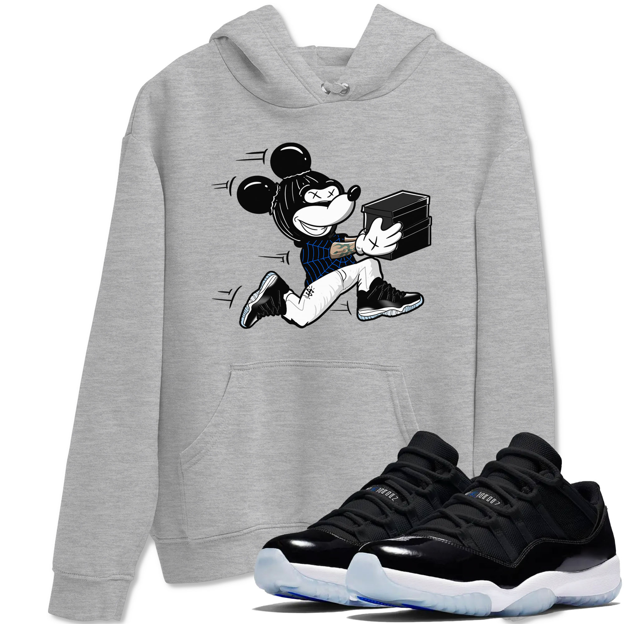 Air Jordan 11 Low Space shirt to match jordans Thief Mouse sneaker tees 11s Space Drip Gear Zone Streetwear unisex cotton Heather Grey 1 crew neck shirt