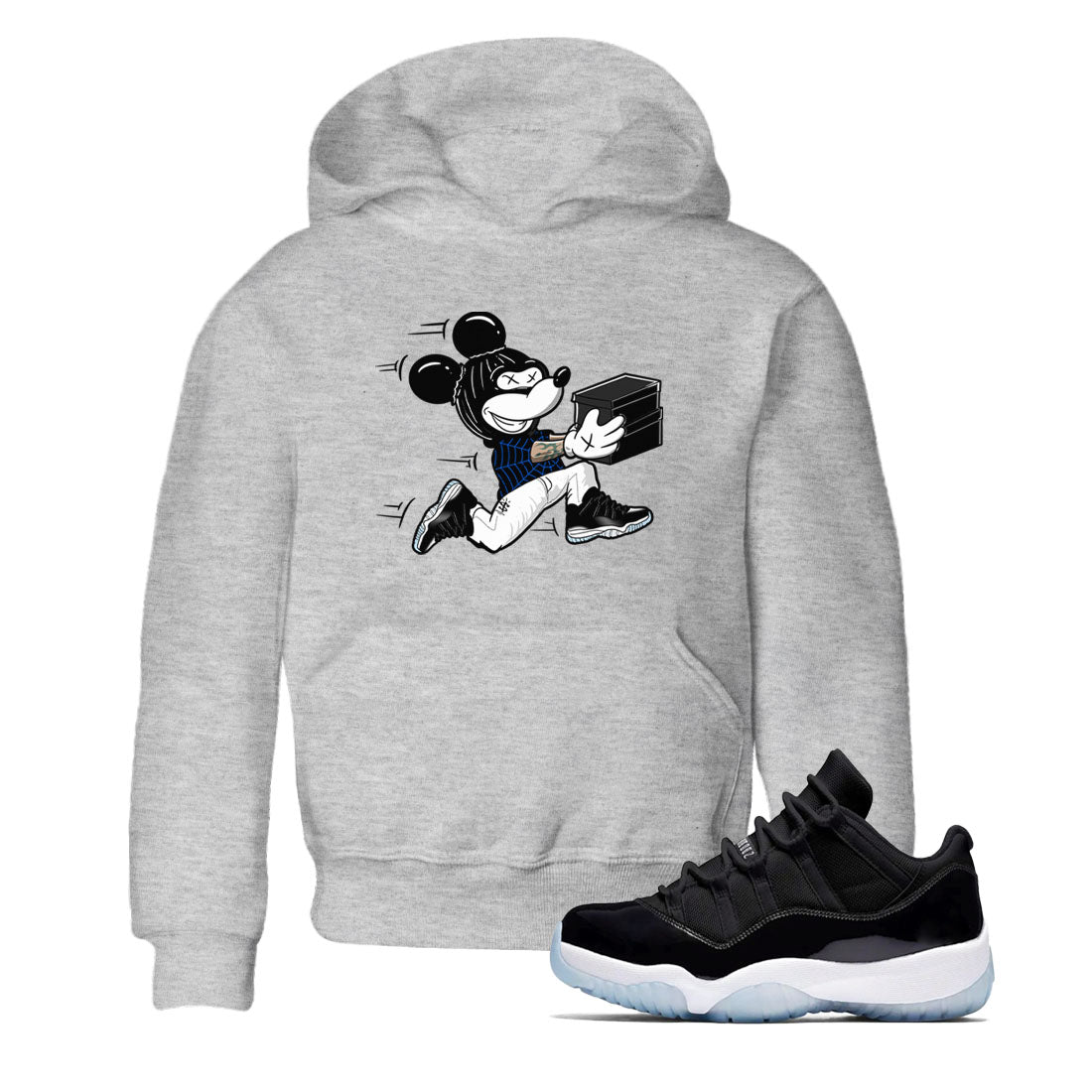 Air Jordan 11 Low Space shirt to match jordans Thief Mouse sneaker tees 11s Space Drip Gear Zone Streetwear baby toddler Heather Grey 1 cotton Shirt
