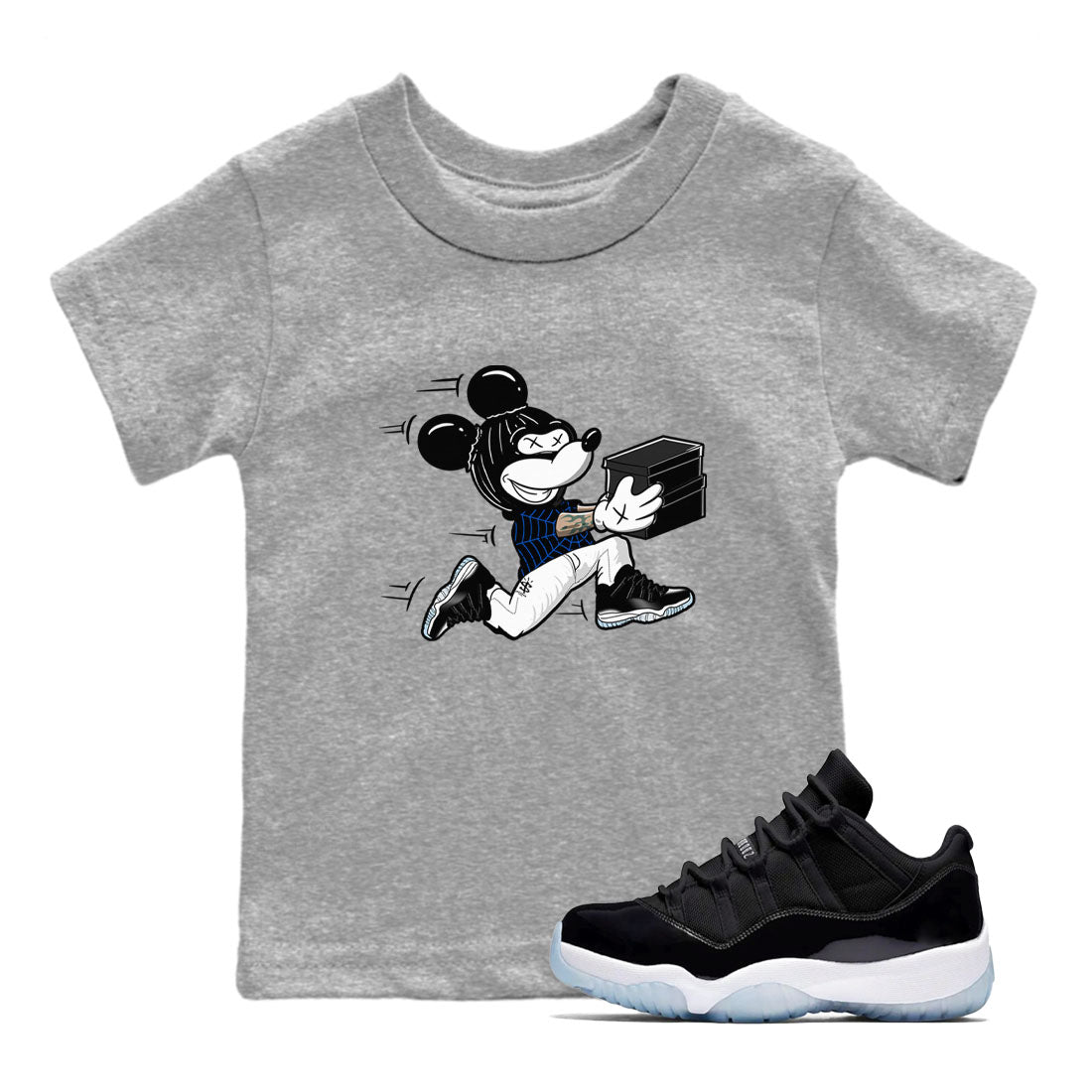 Air Jordan 11 Low Space shirt to match jordans Thief Mouse sneaker tees 11s Space Drip Gear Zone Streetwear baby toddler Heather Grey 1 cotton Shirt