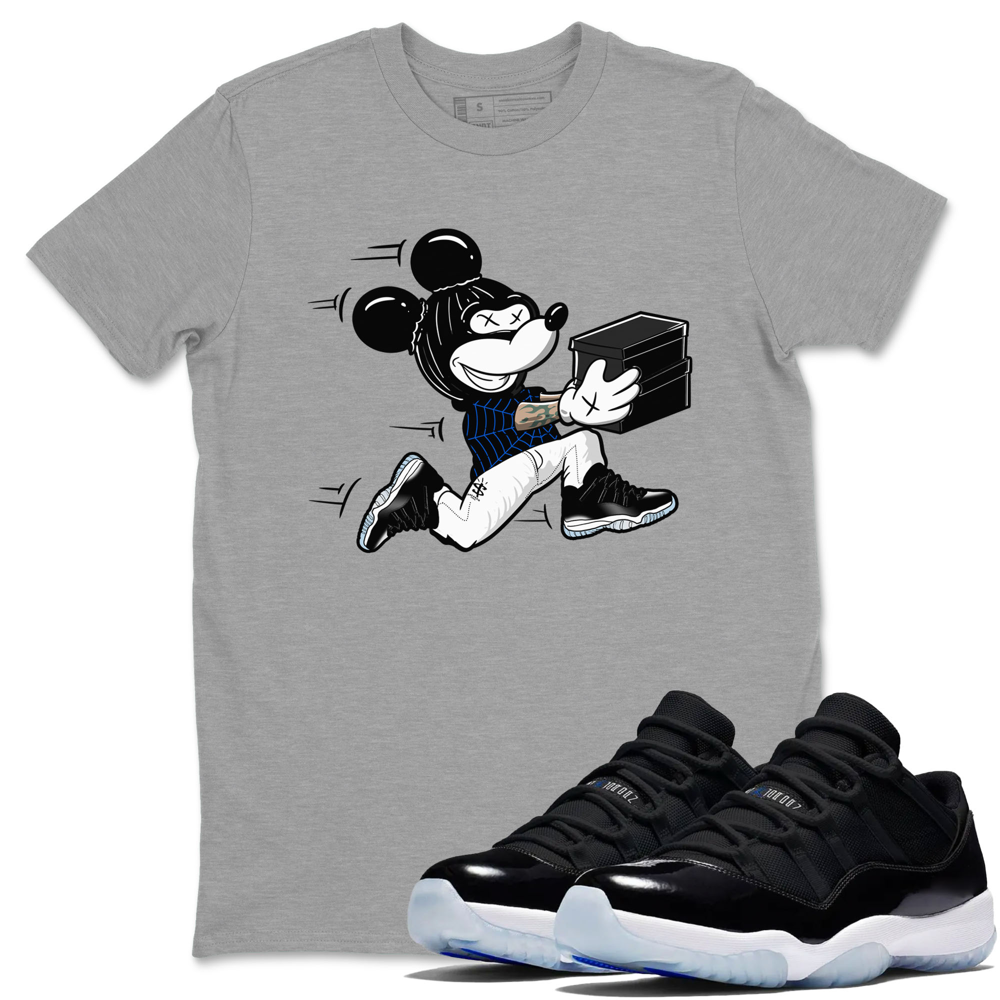 Air Jordan 11 Low Space shirt to match jordans Thief Mouse sneaker tees 11s Space Drip Gear Zone Streetwear unisex cotton Heather Grey 1 crew neck shirt