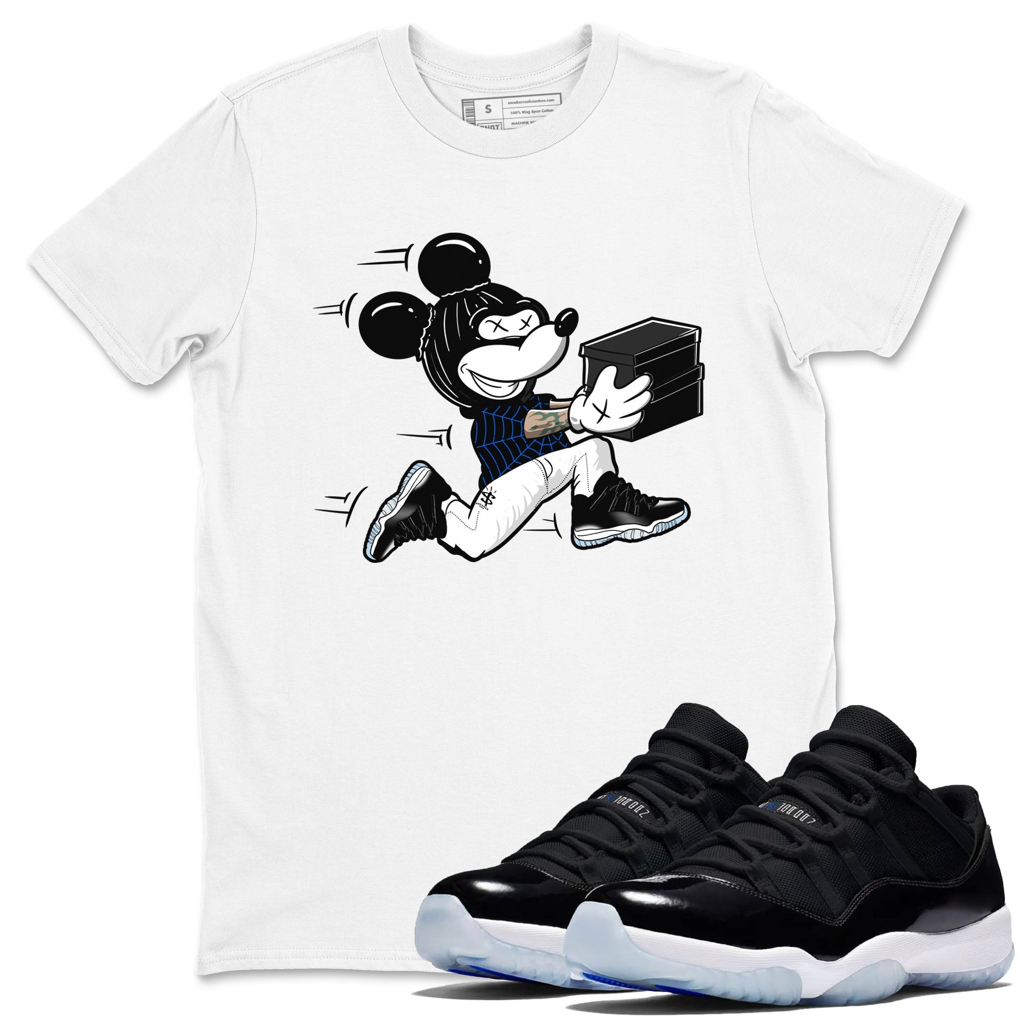 Air Jordan 11 Low Space shirt to match jordans Thief Mouse sneaker tees 11s Space Drip Gear Zone Streetwear unisex cotton White 1 crew neck shirt