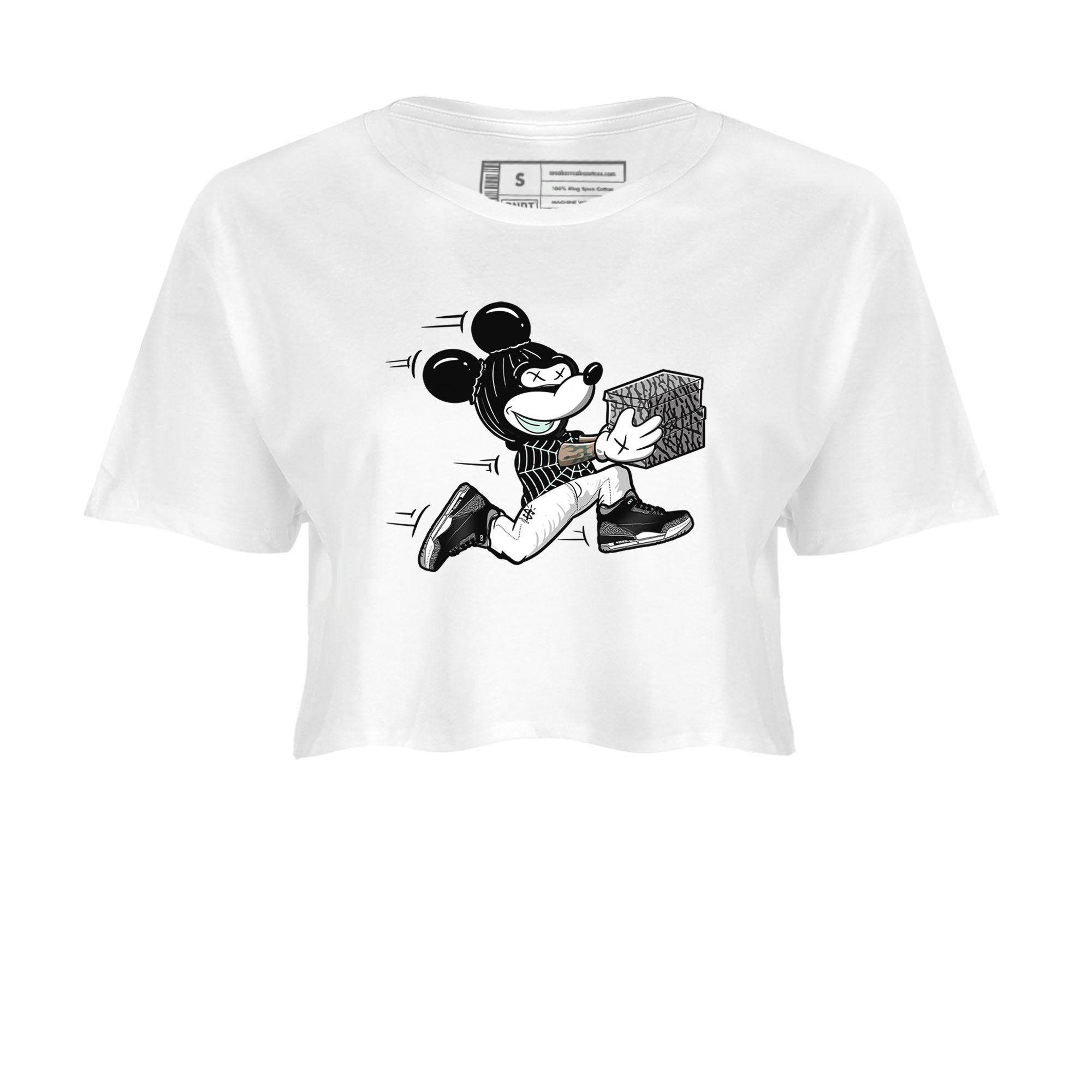 3s Green Glow shirt to match jordans Thief Mouse sneaker tees Air Jordan 3 Green Glow Drip Gear Zone White 2 crop length shirt