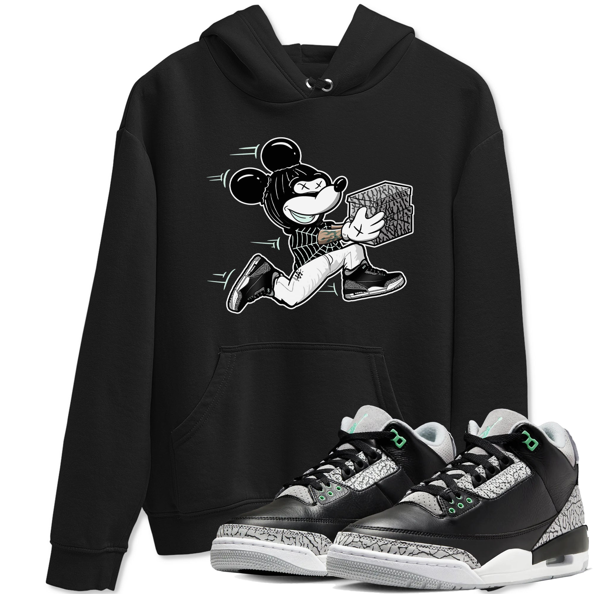 3s Green Glow shirt to match jordans Thief Mouse sneaker tees Air Jordan 3 Green Glow Drip Gear Zone unisex cotton Black 1 crew neck shirt