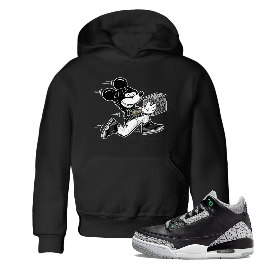 3s Green Glow shirt to match jordans Thief Mouse sneaker tees Air Jordan 3 Green Glow Drip Gear Zone baby toddler Black 1 cotton Shirt
